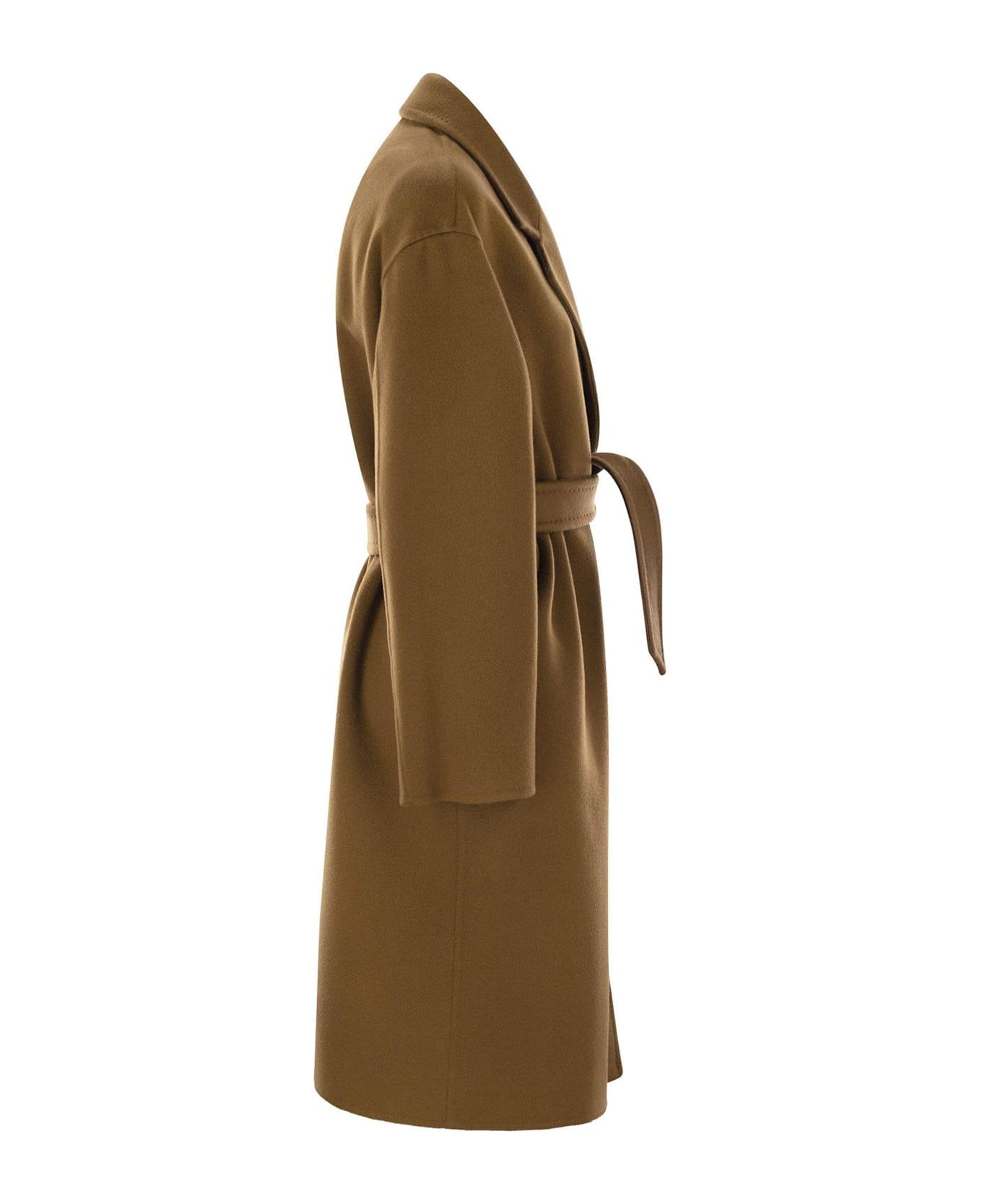 Max Mara Melinda Belted Long-sleeved Coat - Leather Brown