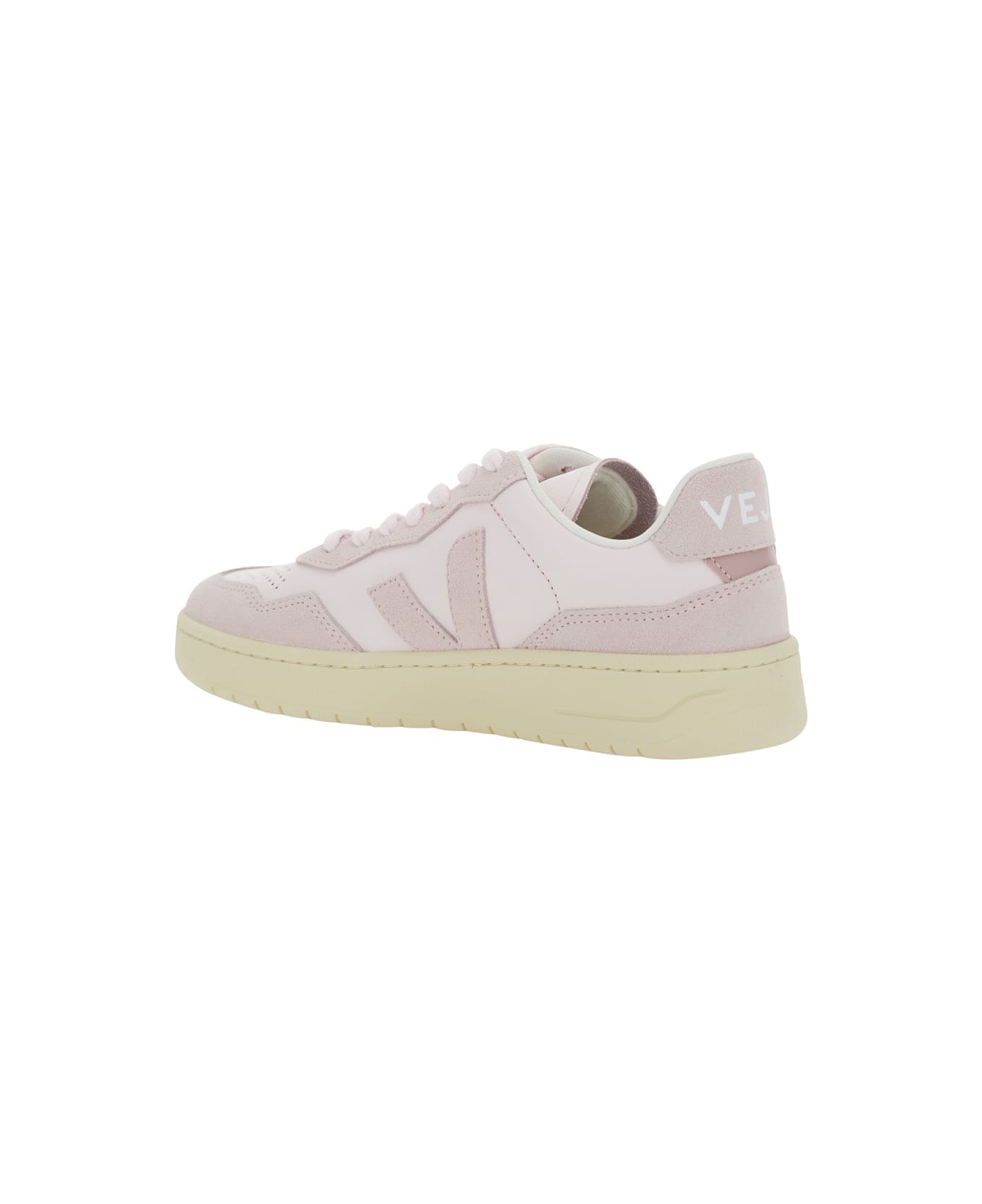 Veja 'v90' Pink Sneaker With Side Logo And Perforated Toe In Leather Woman - Pink