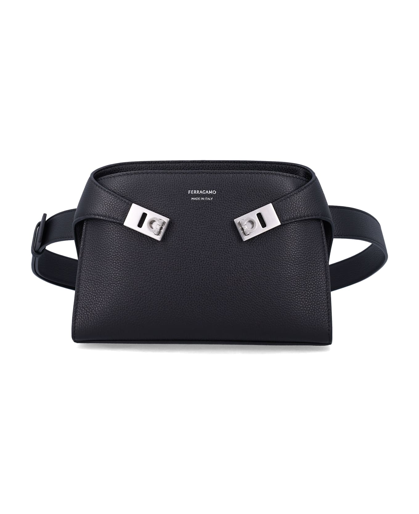 Ferragamo Hug Leather Belt Bag - BLACK