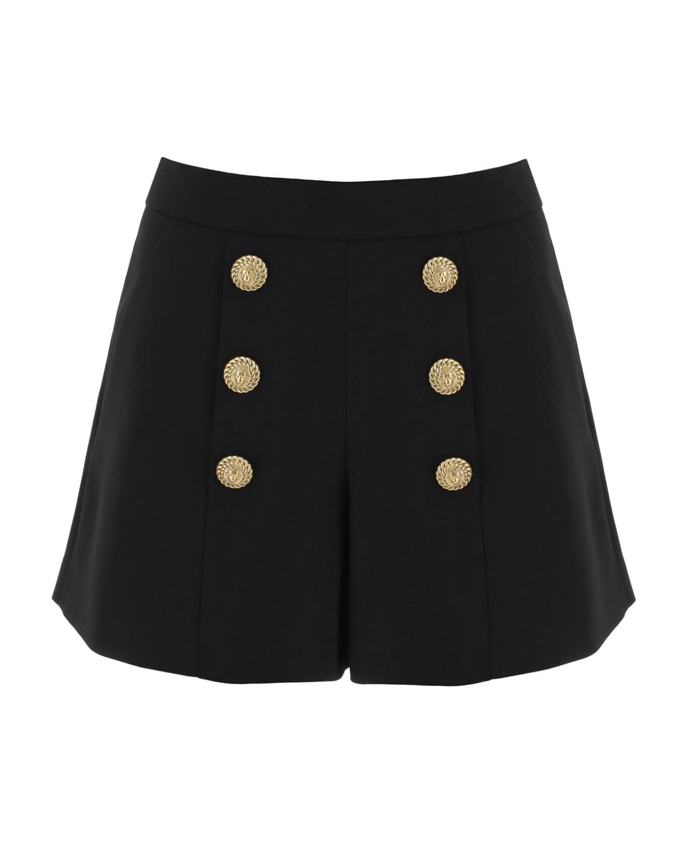 Balmain Crepe Shorts With Embossed Buttons - Black ショートパンツ