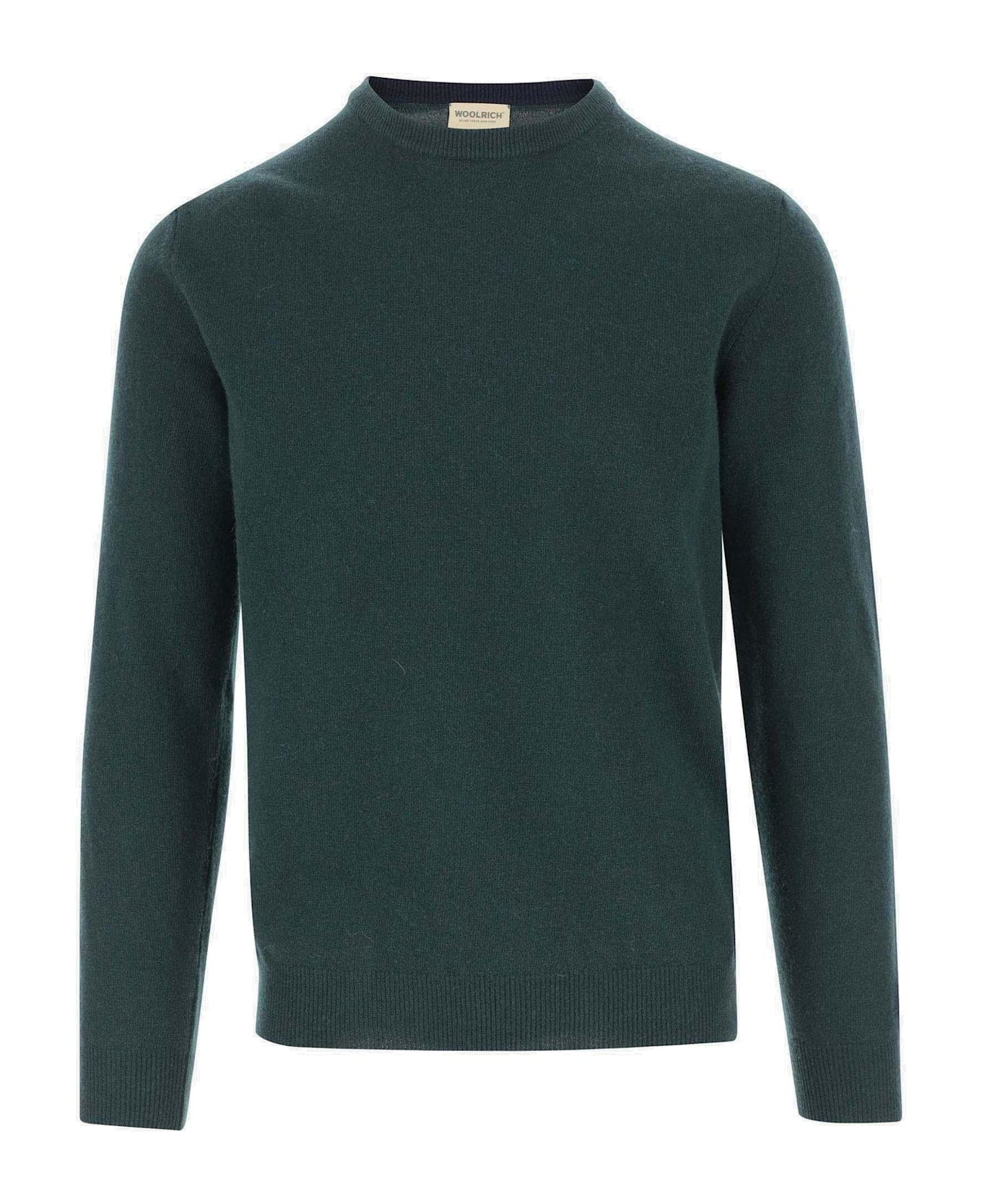 Woolrich Logo Embroidered Crewneck Jumper - Ponderosa pine