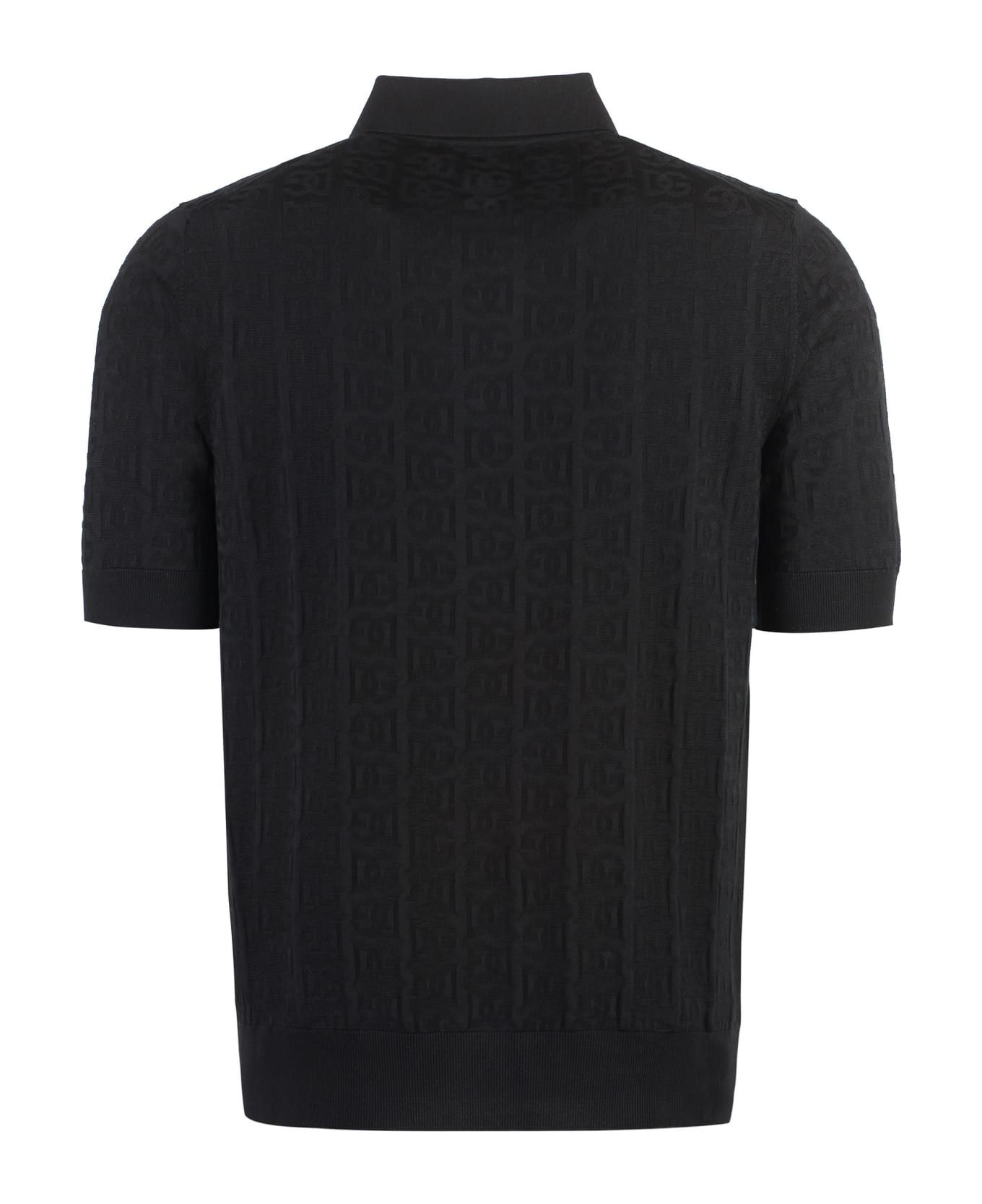 Dolce & Gabbana Jacquard Knit Polo Shirt - black シャツ