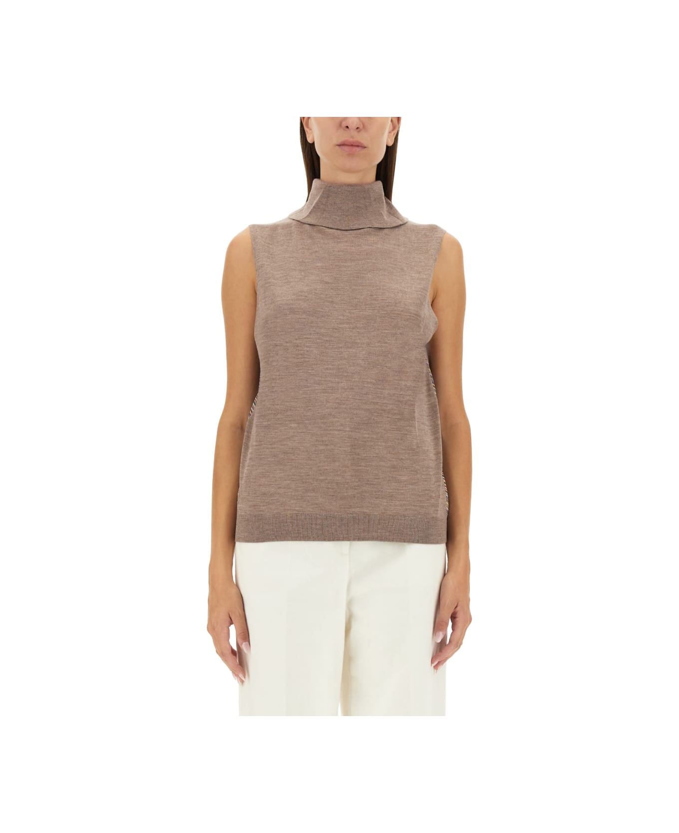 Paul Smith High Neck Top - BEIGE