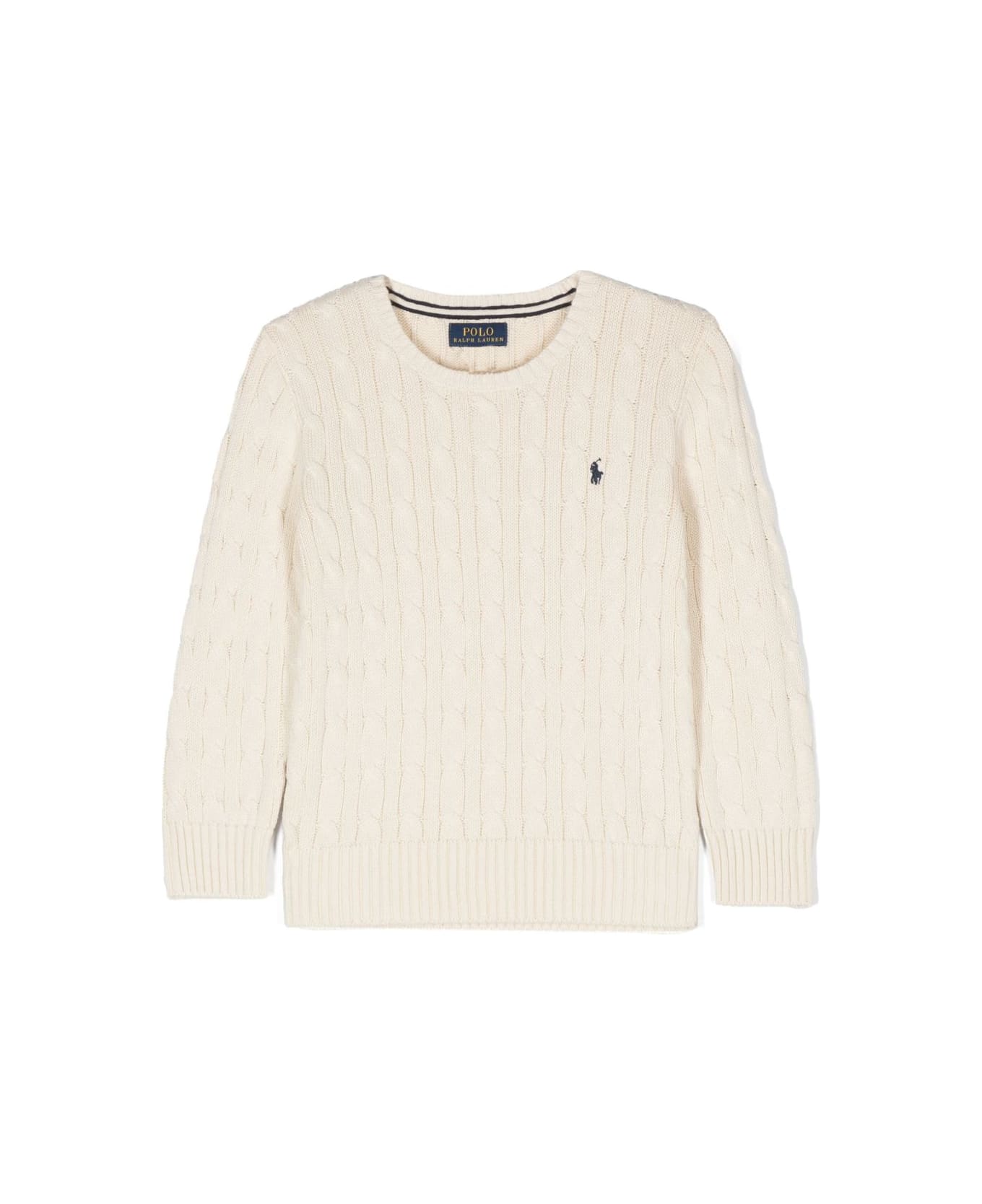 Polo Ralph Lauren Cream White Cotton Cable-knit Sweater - White