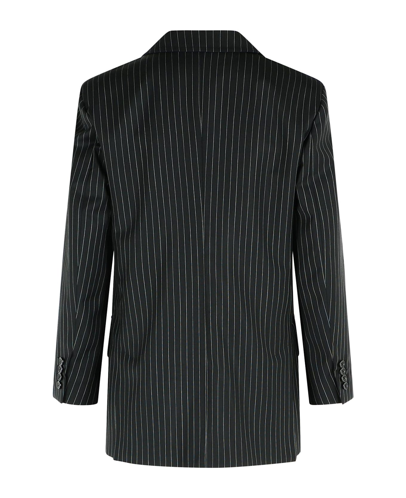 'mattia' Black White Pinstriped Virgin Wool Blazer