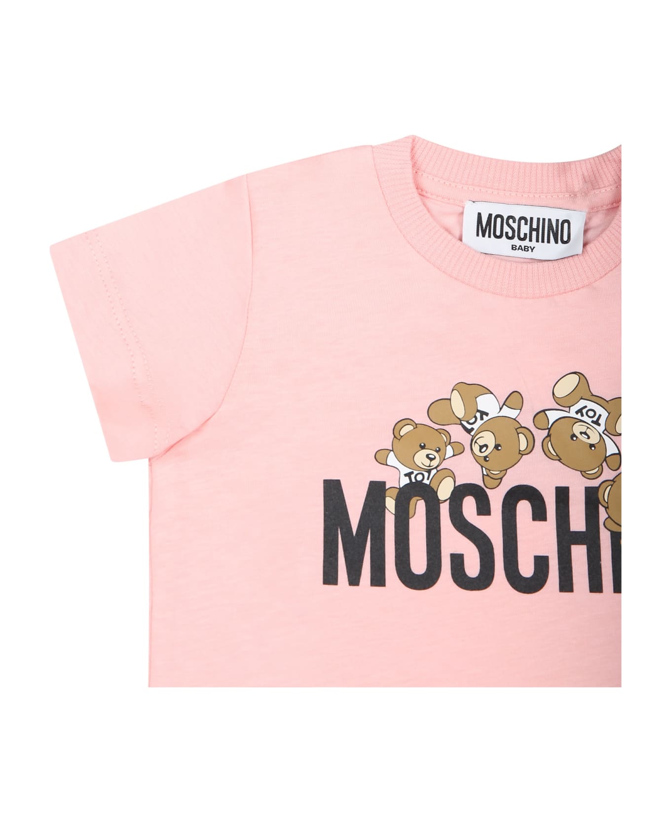 Moschino Pink T-shirt For Baby Girl With Teddy Bear - Pink