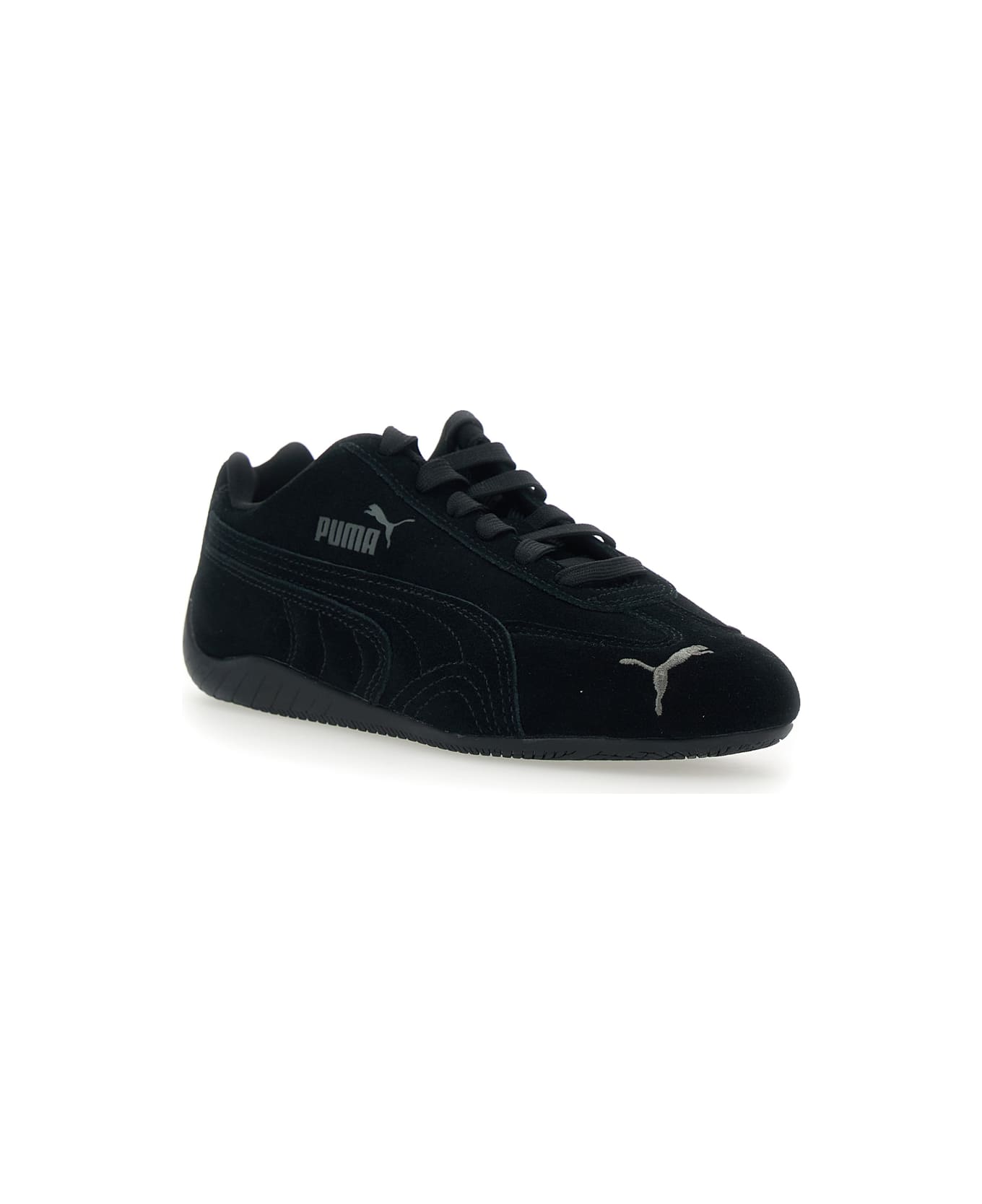 Puma 
speedcat
 Black Sneakers With Logo Print On The Side And Logo Lettering On The Side In Leather Unisex - Black