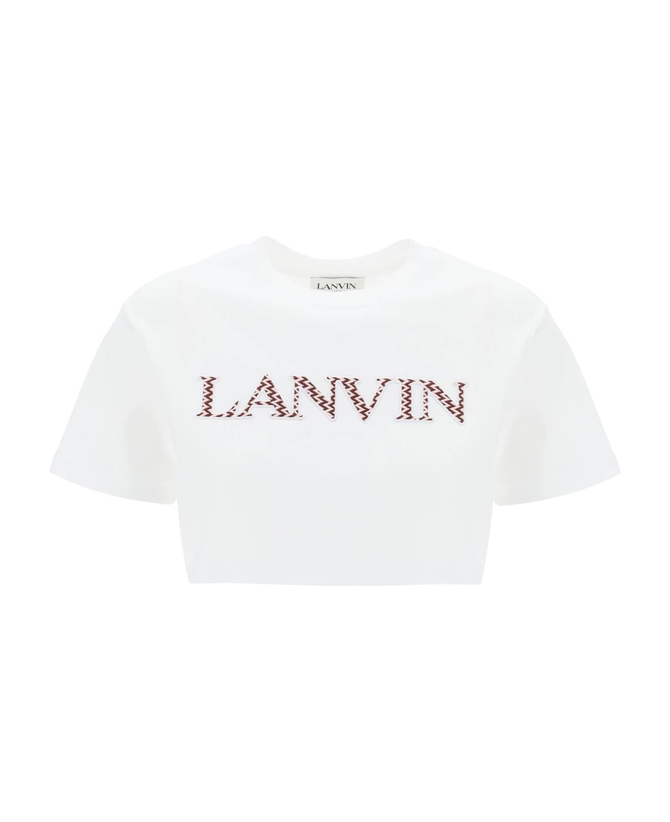 Lanvin Curb Logo Cropped T-shirt - OPTIC WHITE (White)