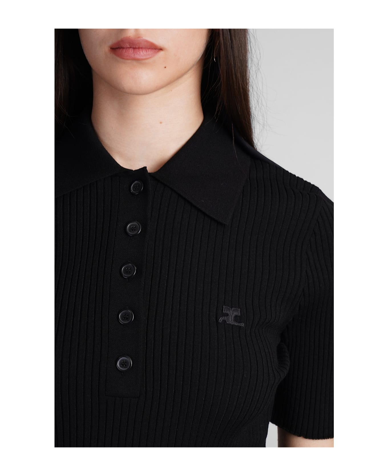 Courrèges Polo In Black Viscose - black