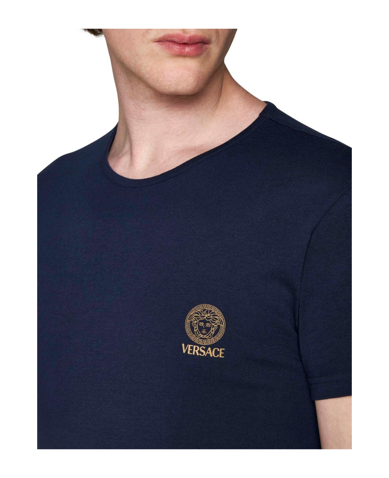 Versace Short-sleeved Crewneck T-shirt - Blue