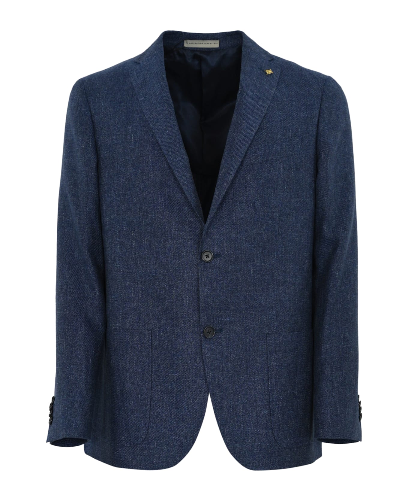 Corneliani Single-breasted Jacket In Linen And Lyocell - Blu
