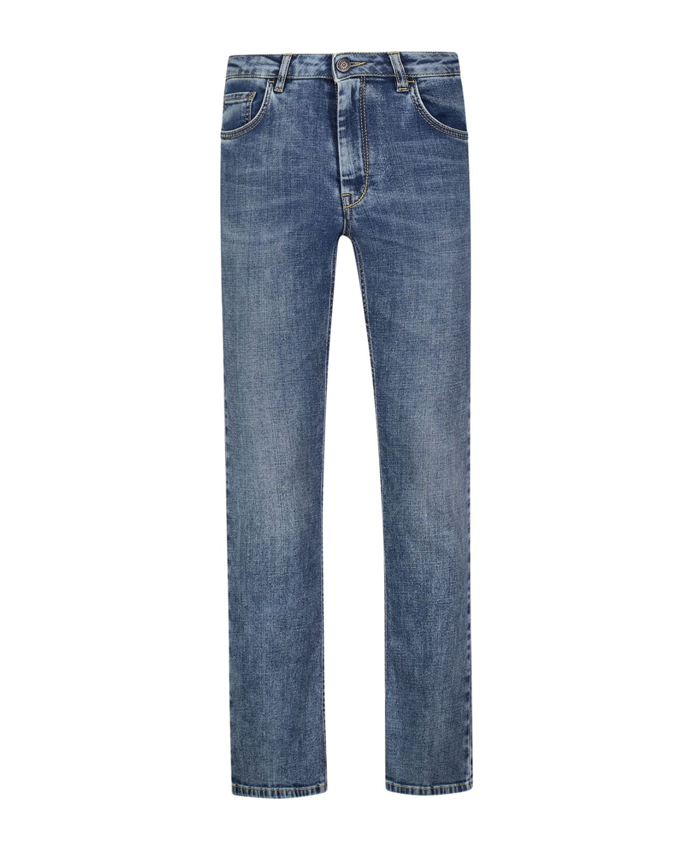 Re-HasH Slim Fit Jeans In Blue Denim - DENIM BLU