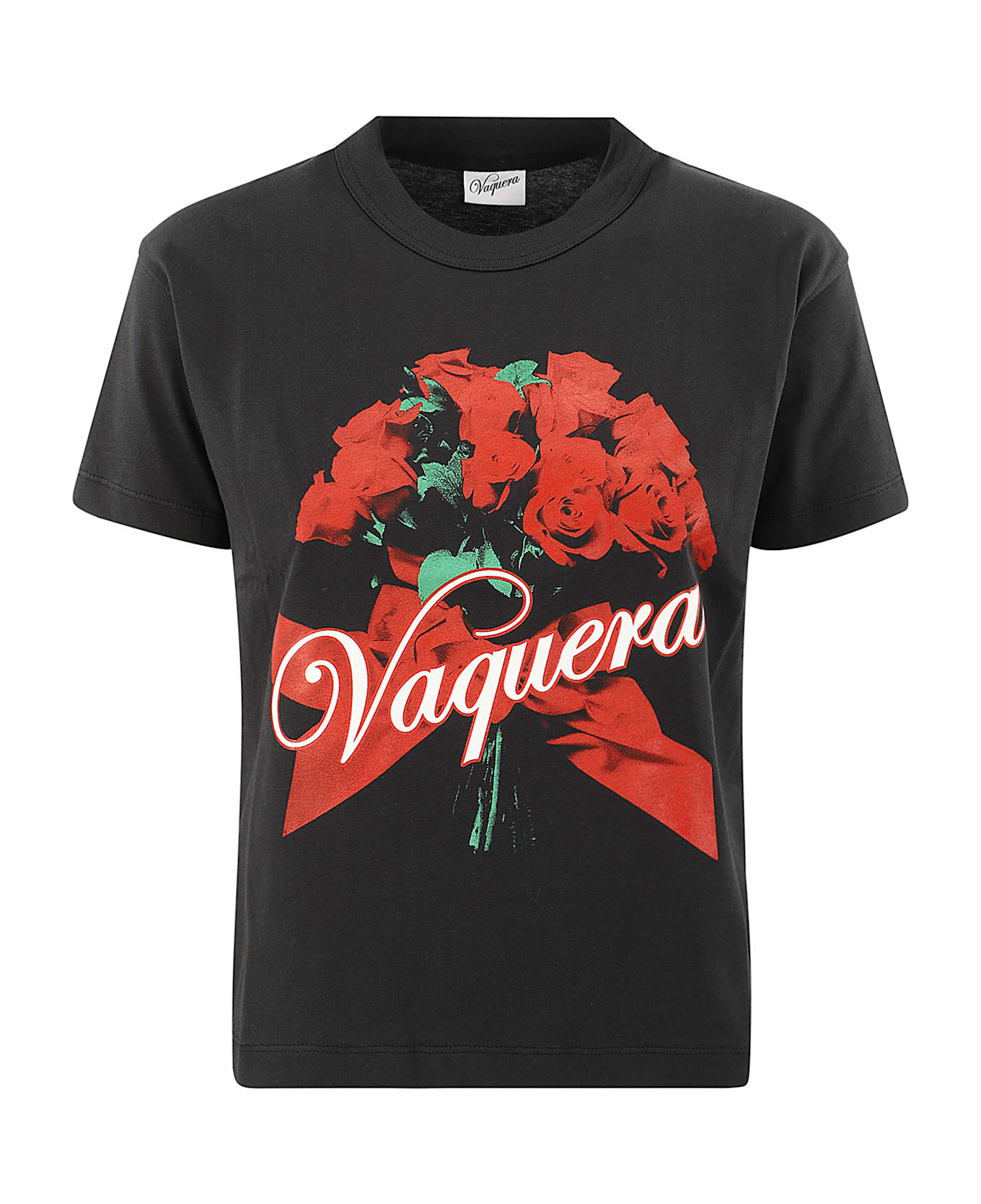 Vaquera Women Rose Bouquet T Shirt Woven - FADED BLACK