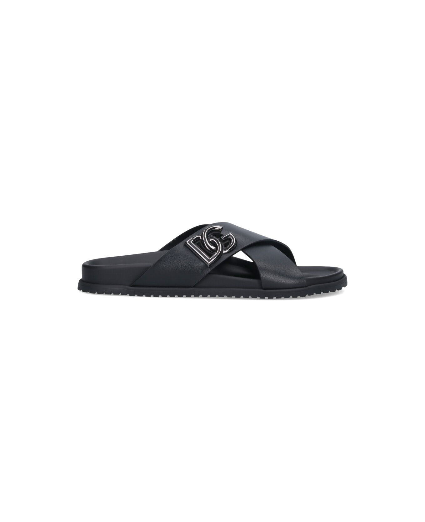 Dolce 
Gabbana Logo Slide Sandals - NERO