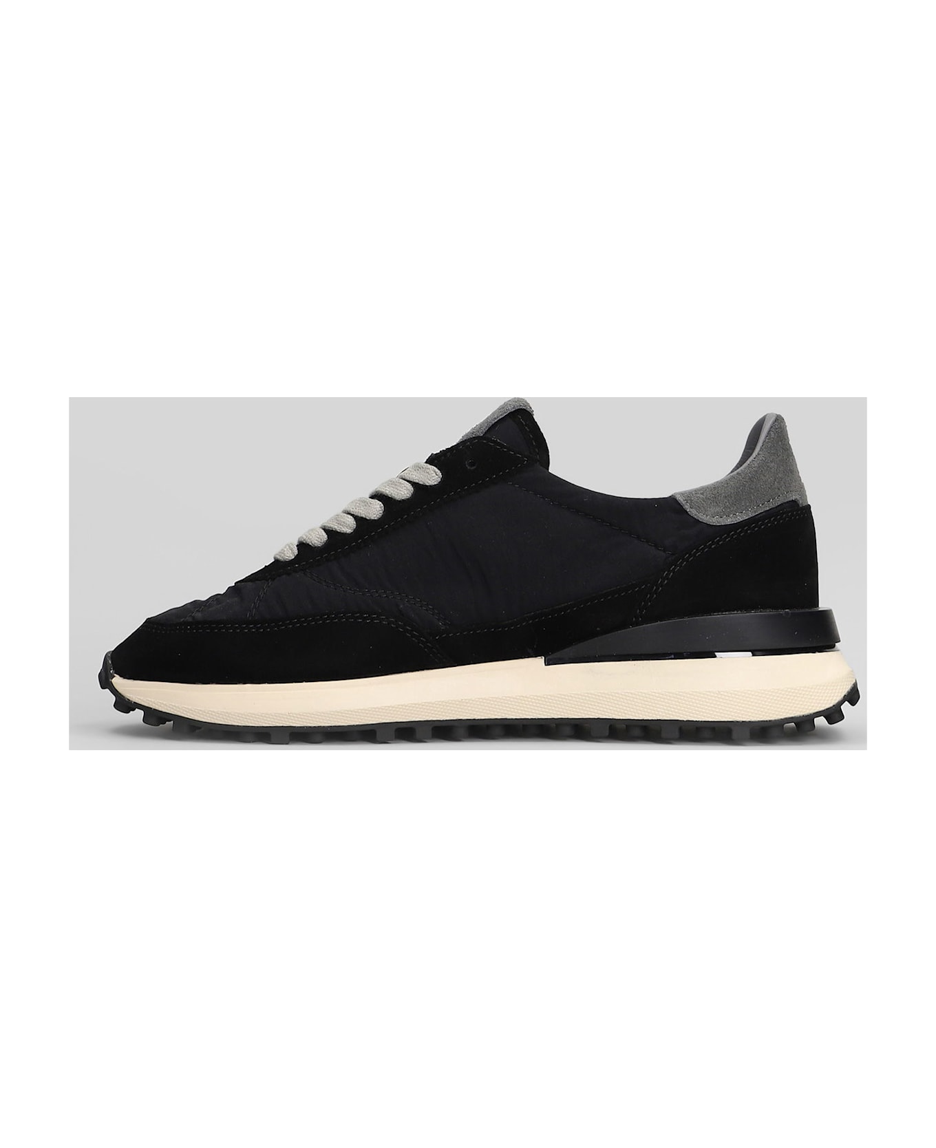 D.A.T.E. Athleta Sneakers In Black Suede And Fabric - black