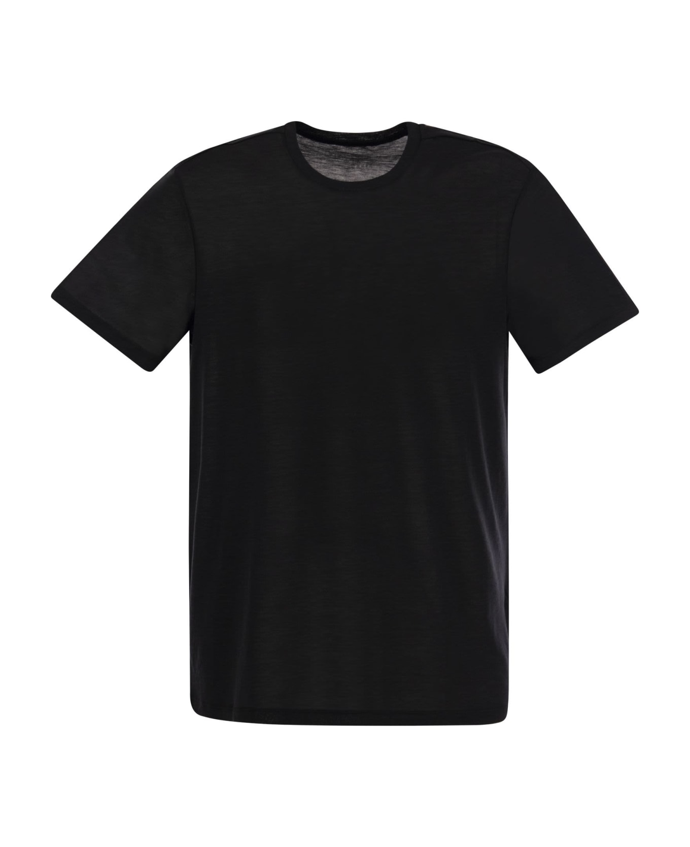 Majestic Filatures Crew-neck T-shirt In Silk And Cotton - Black シャツ