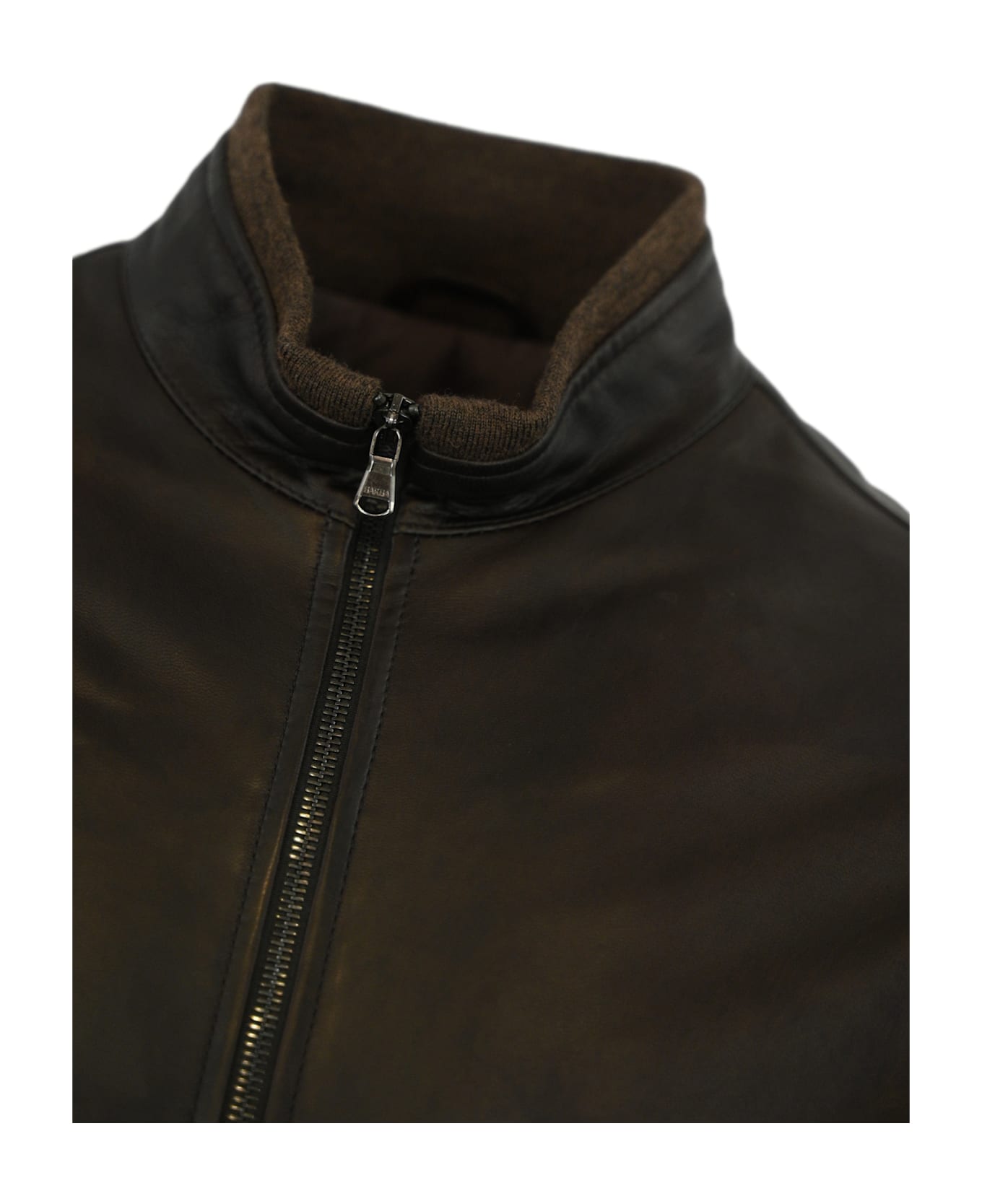 Barba Napoli Fox Leather Jacket - Marrone