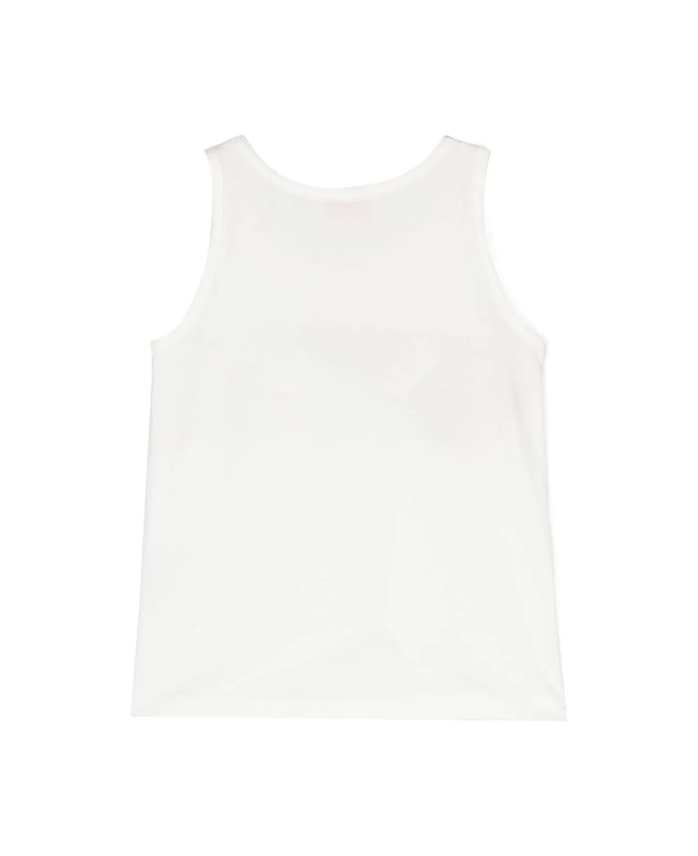 Pucci White Tank Top With Pucci Print On Iride Band - White