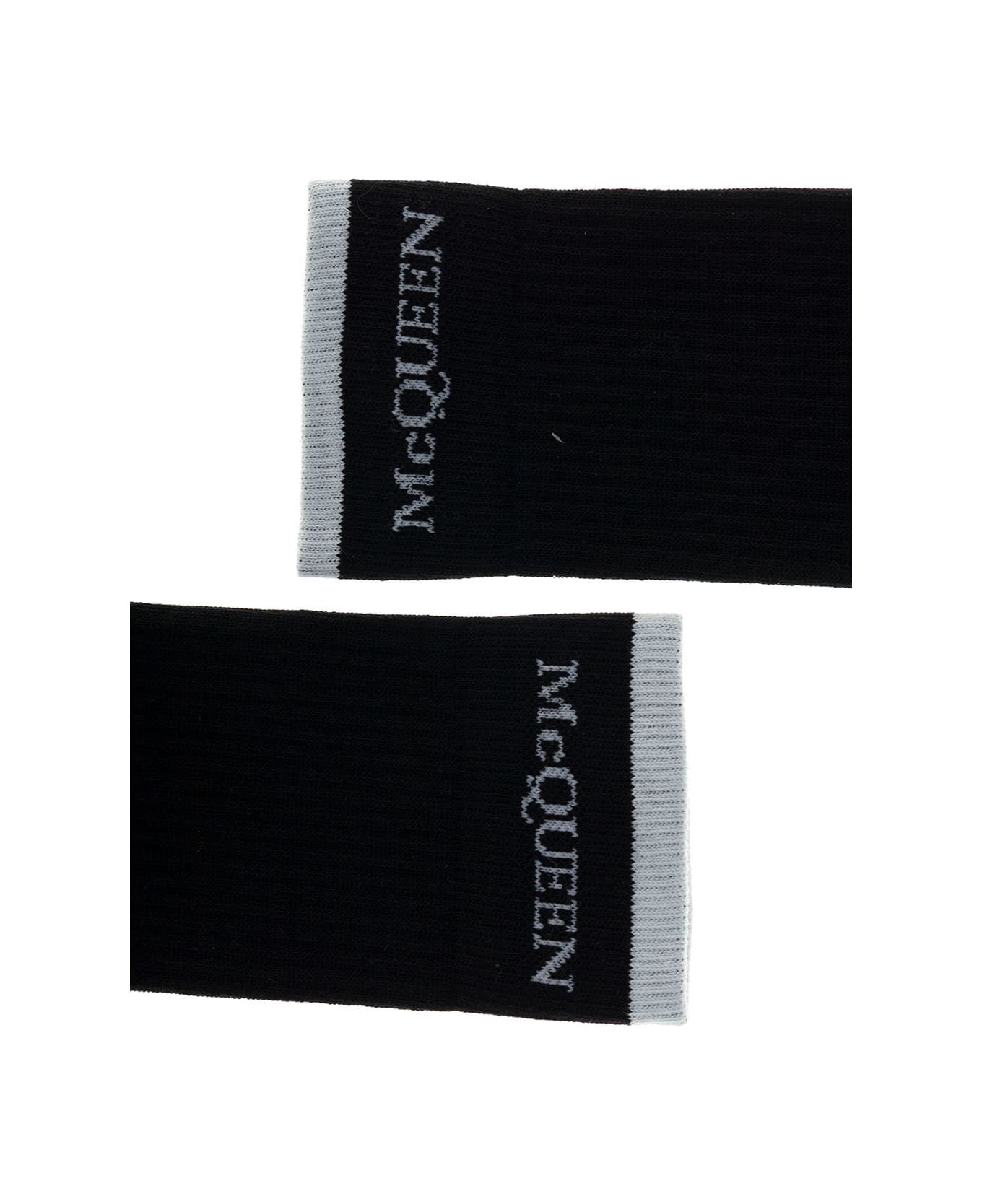 Alexander McQueen Black Cotton Socks With Logo - Black