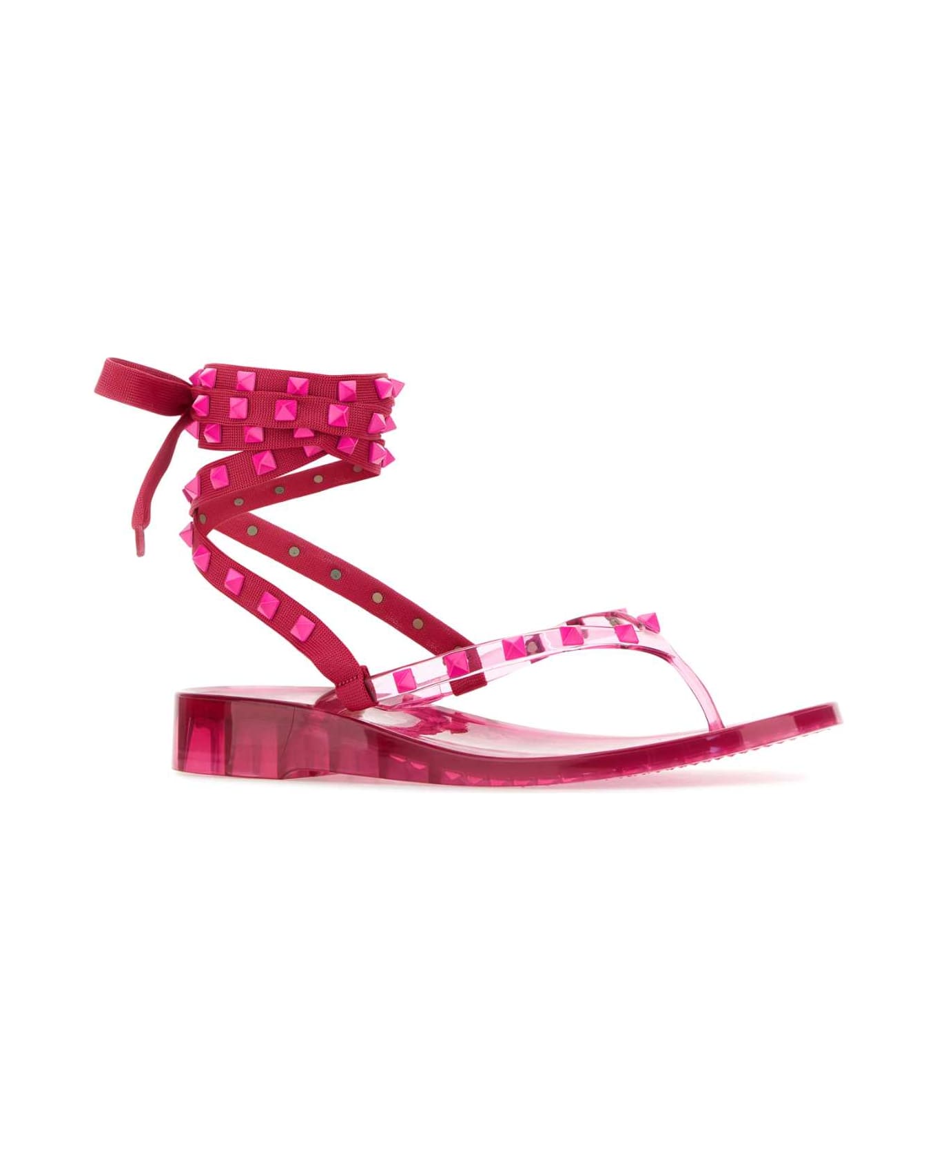 Valentino Garavani Pink Pp Rubber Gladiator Rockstud Thong Sandals - Fuchsia サンダル
