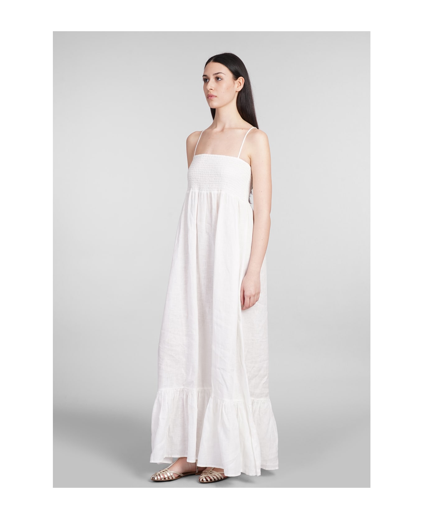 MC2 Saint Barth Jemma Dress In White Linen - white