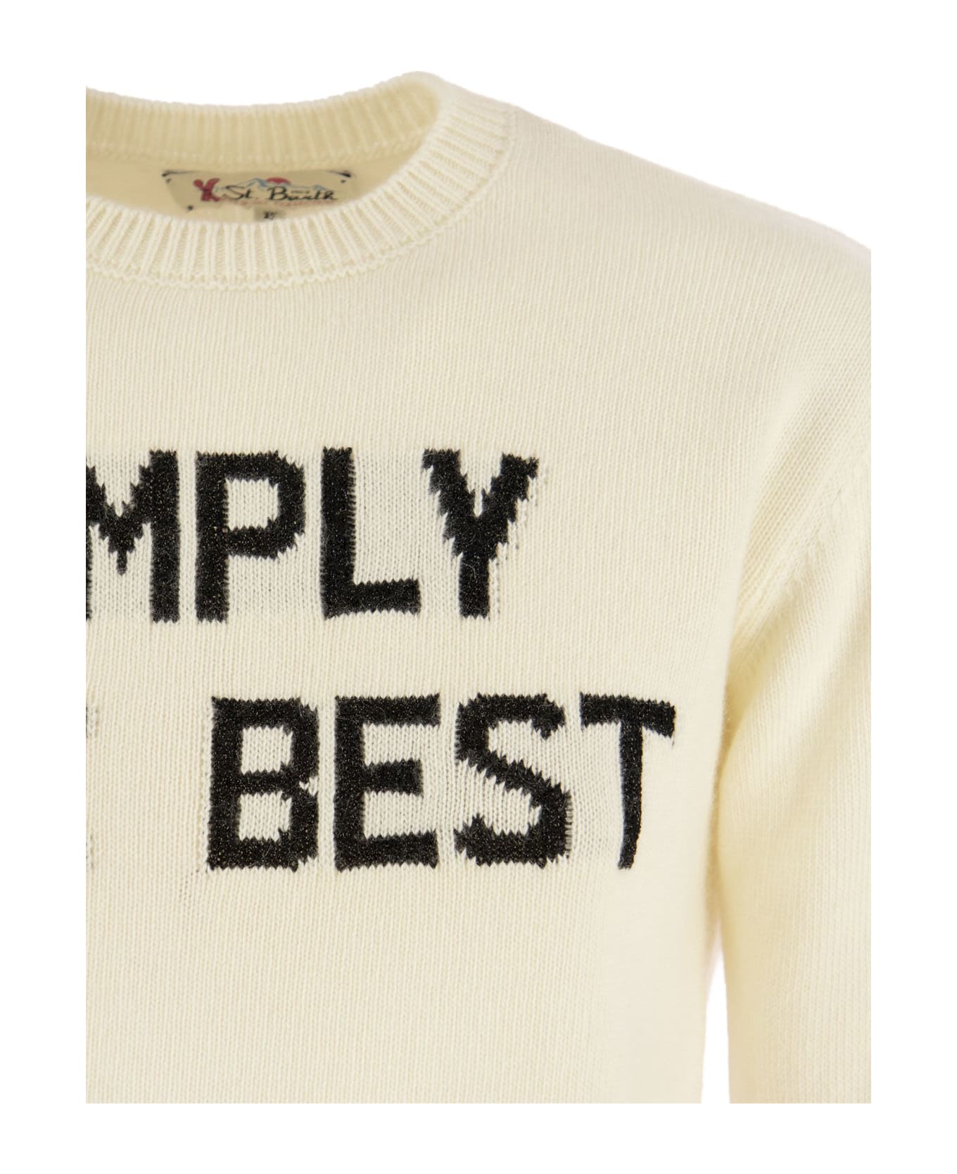 MC2 Saint Barth Wool And Cashmere Blend Jumper With Simply The Best Embroidery - White ニットウェア