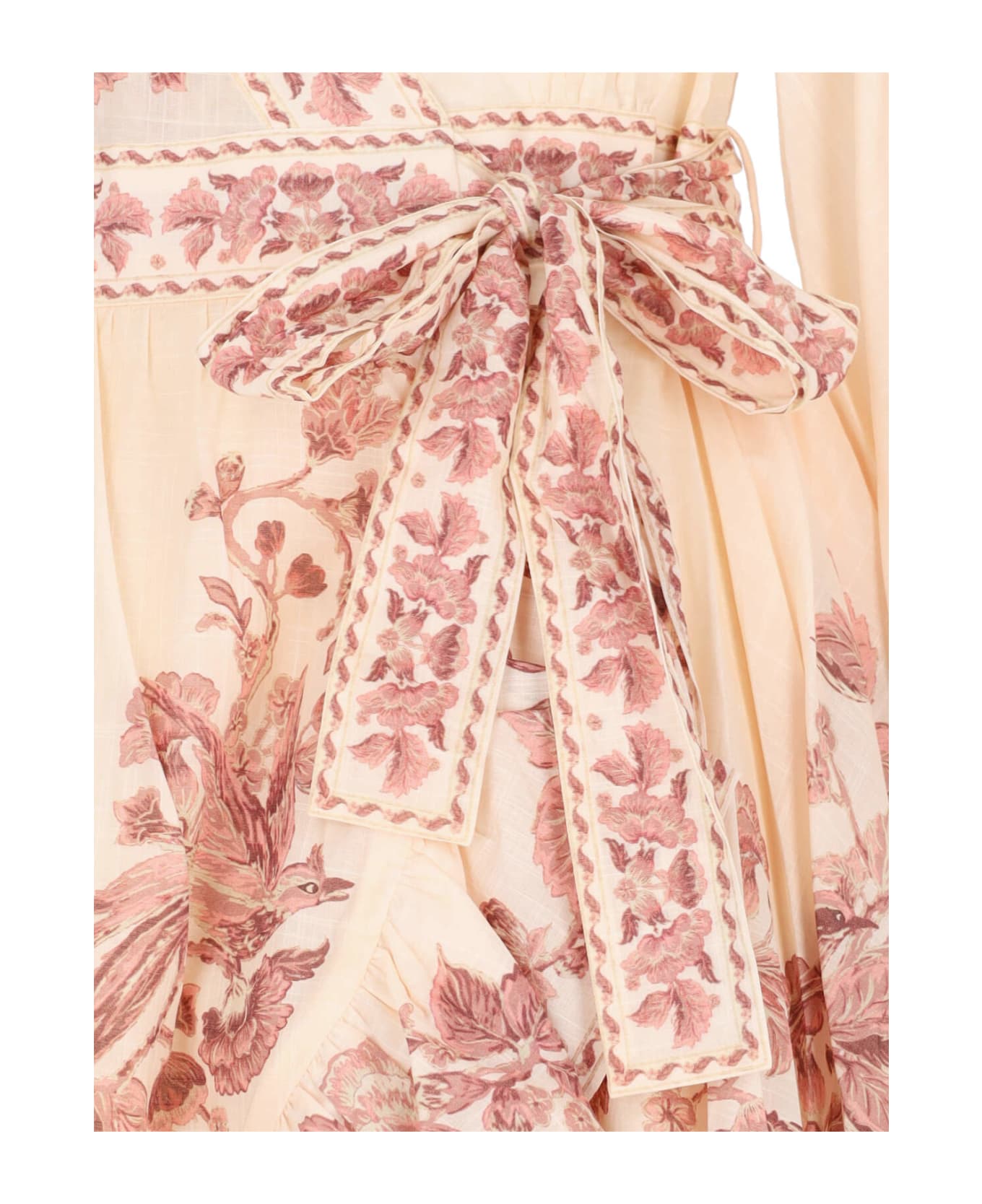 Zimmermann "waverly Wrap" Mini Dress - Crema