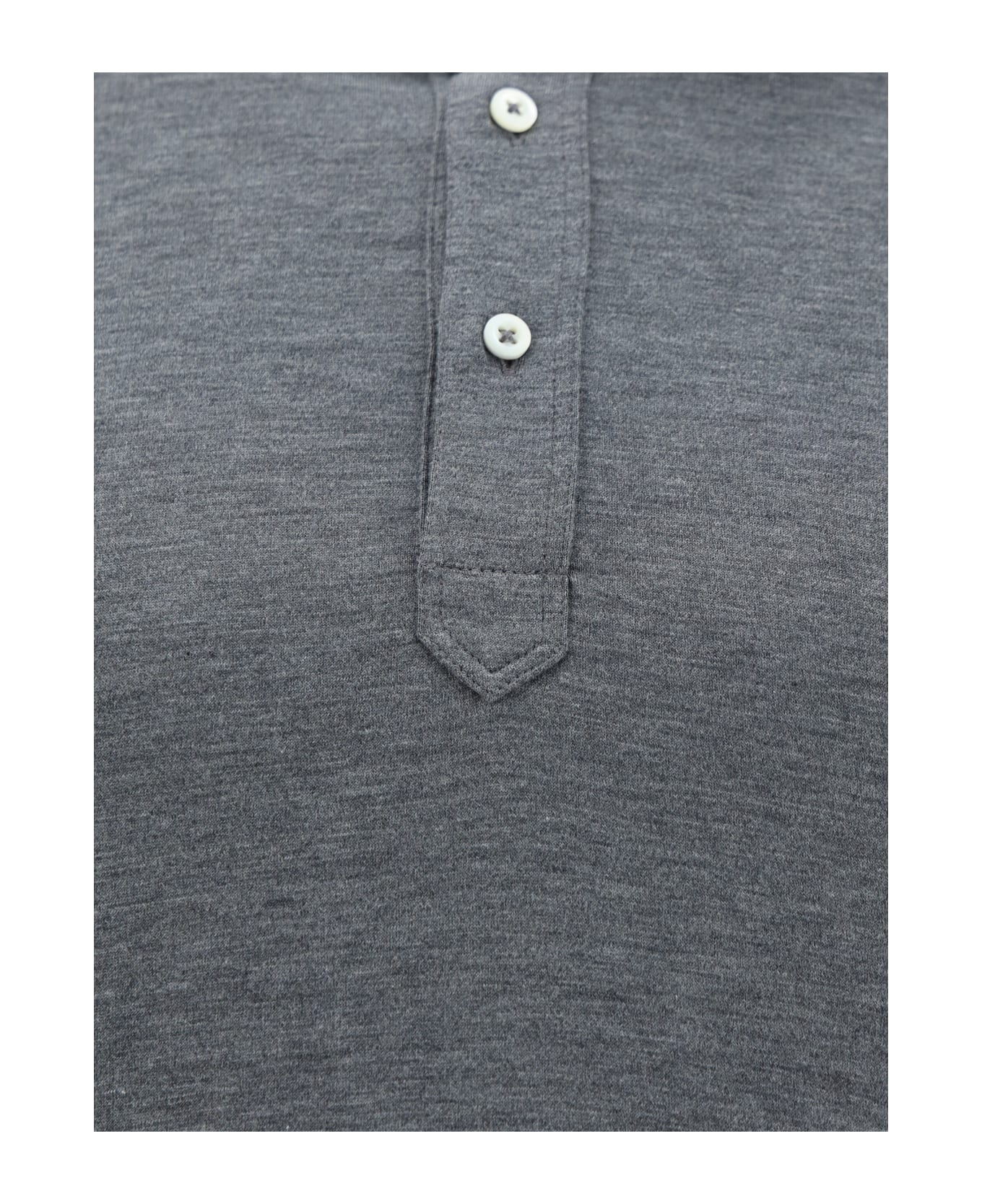 Brunello Cucinelli Silk And Cotton Polo Shirt - Dark Grey
