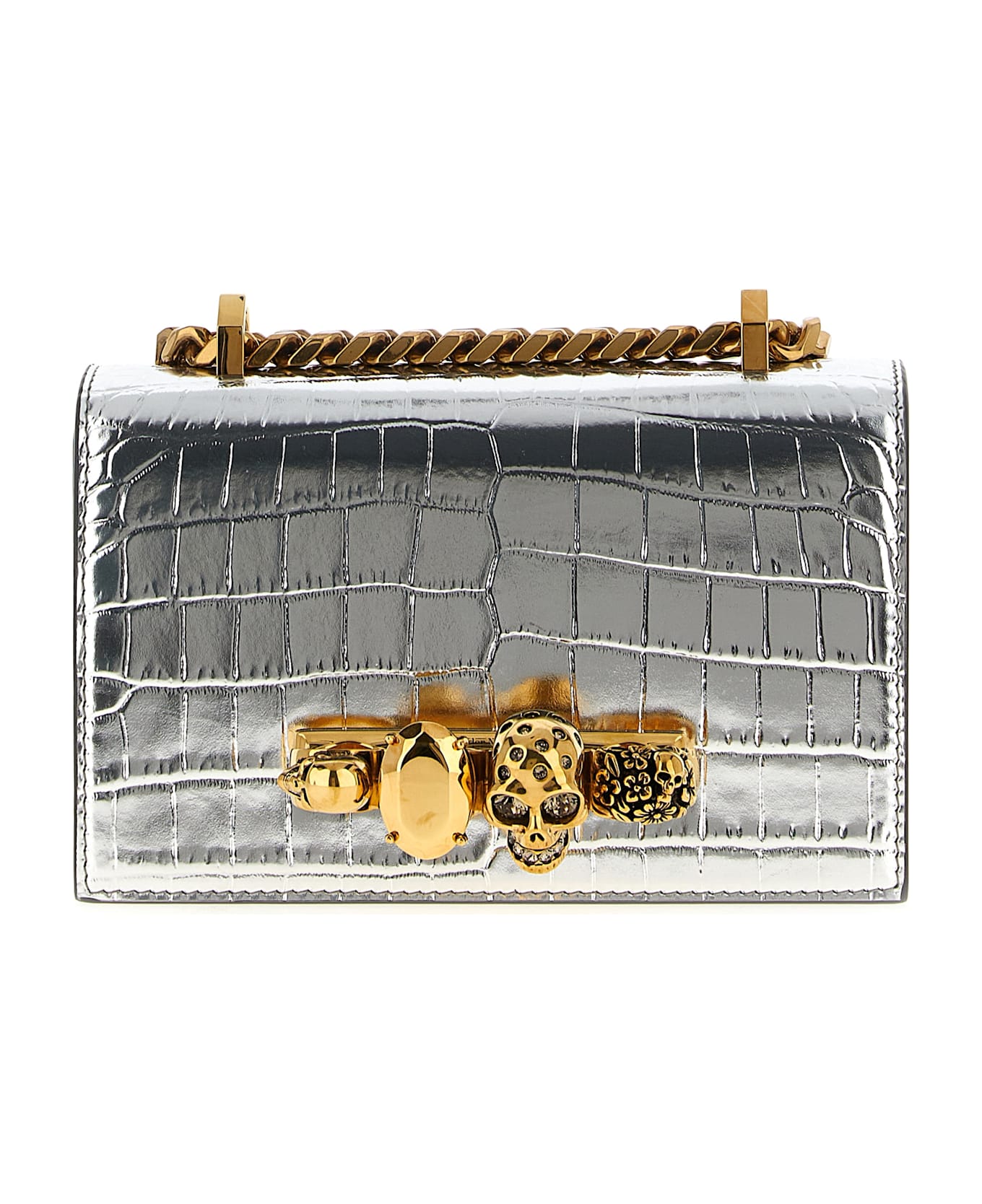 Alexander McQueen 
jewelled Satchel
 Mini Crossbody Bag - Silver