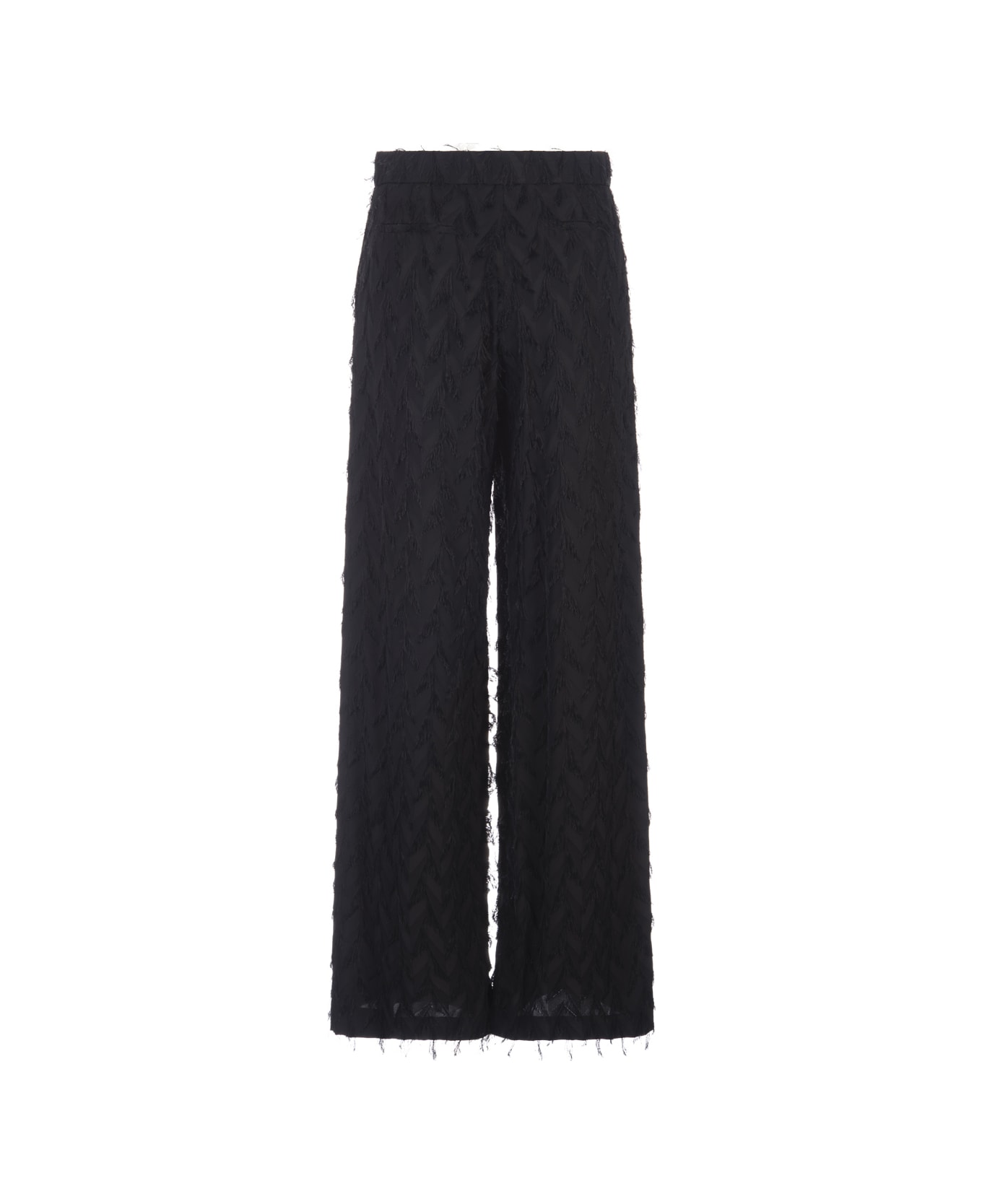 MSGM Wide Black Trousers In Fluid Viscose Fil Coupè Fabric - Black