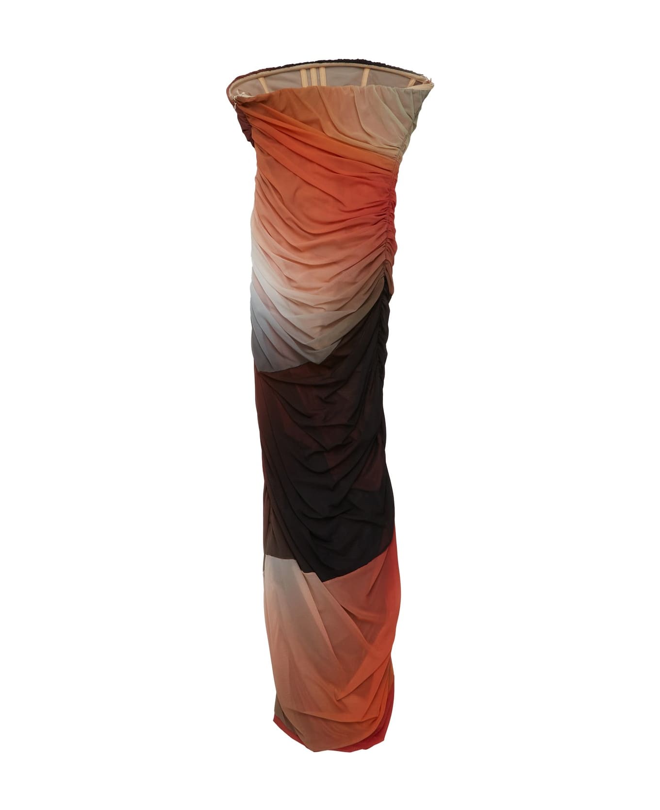 The Attico Ruched-detail Strapless Midi Dress - MULTICOLOUR