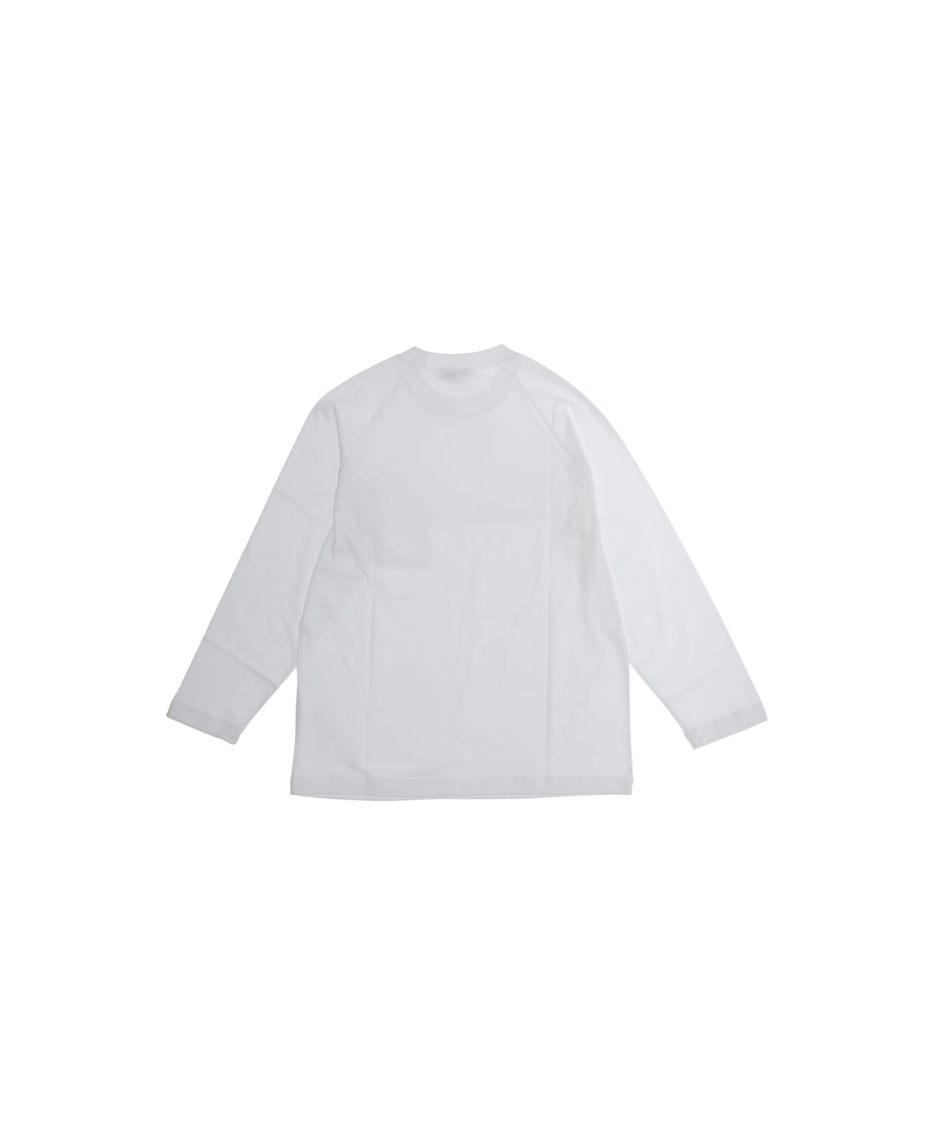 N.21 Whitelong-sleeved T-shirt With Maxi Logo On Front In Cotton Girl - White