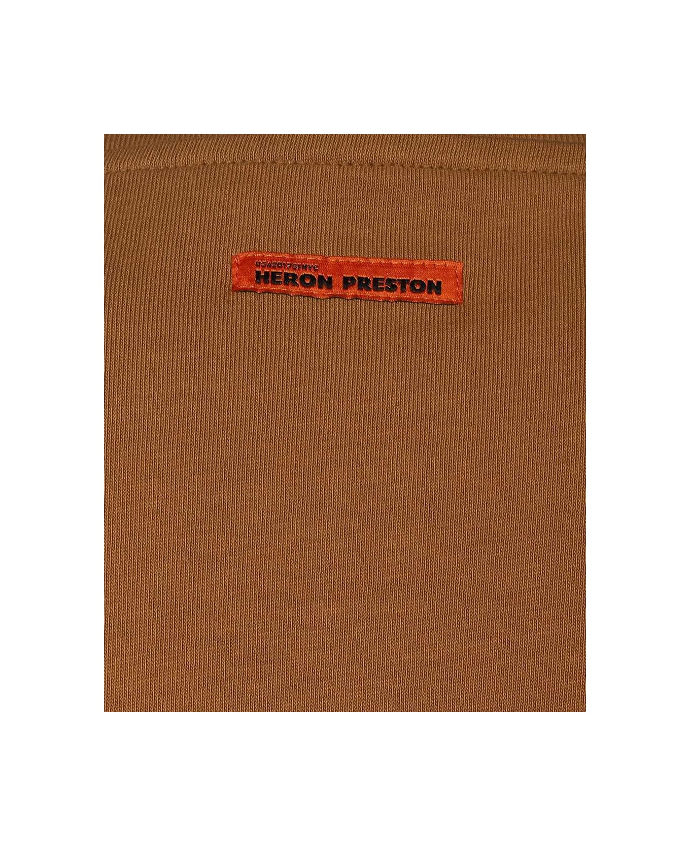 HERON PRESTON Logo Detail Cropped T-shirt - brown