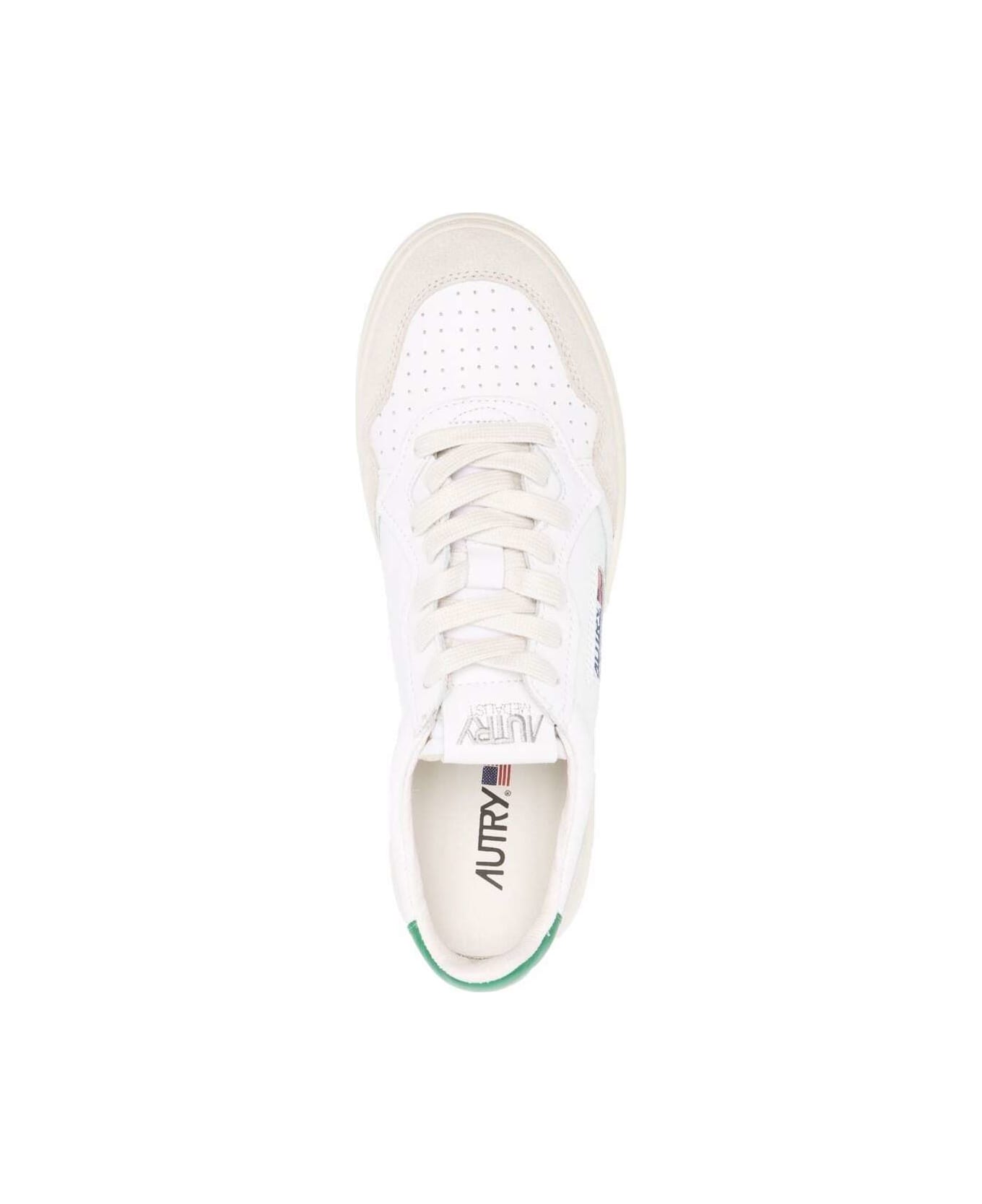 Autry 'medalist Low' White Sneakers With Suede Inserts And Contrasting Heel Tab In Leather Man - White Amaz