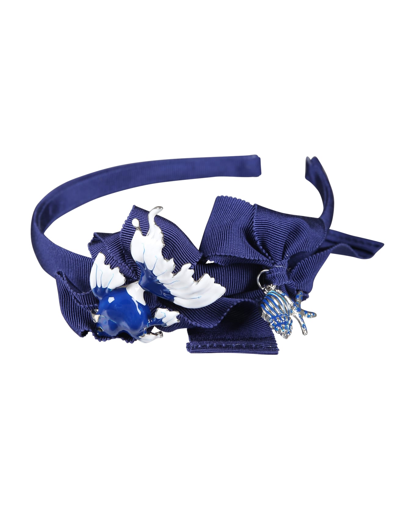 Monnalisa Blue Headband For Girl With Bows - Blue