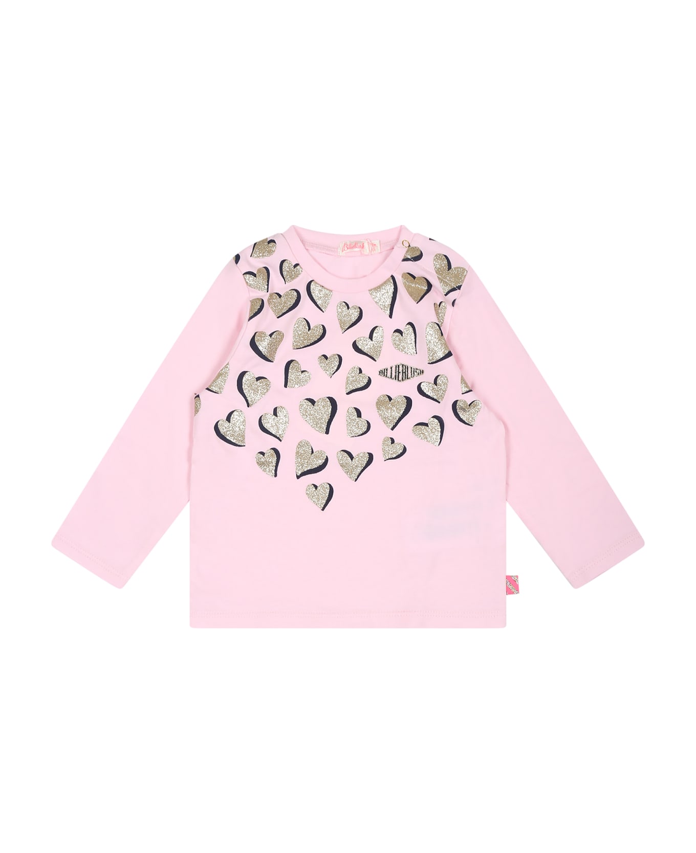 Billieblush Pink T-shirt For Baby Girl With Hearts - Pink Tシャツ＆ポロシャツ