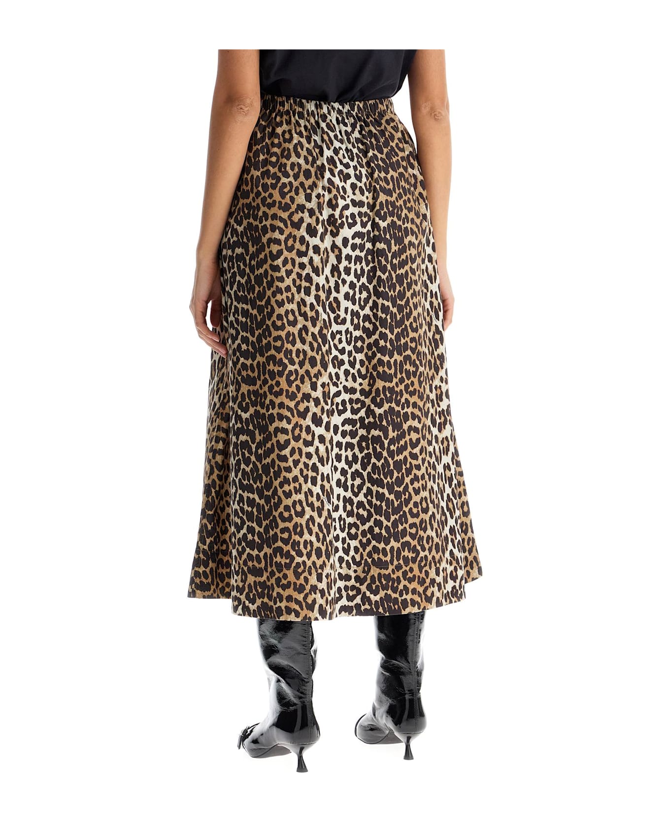 Ganni Long Leopard Print Maxi Skirt - LEOPARD (Brown)