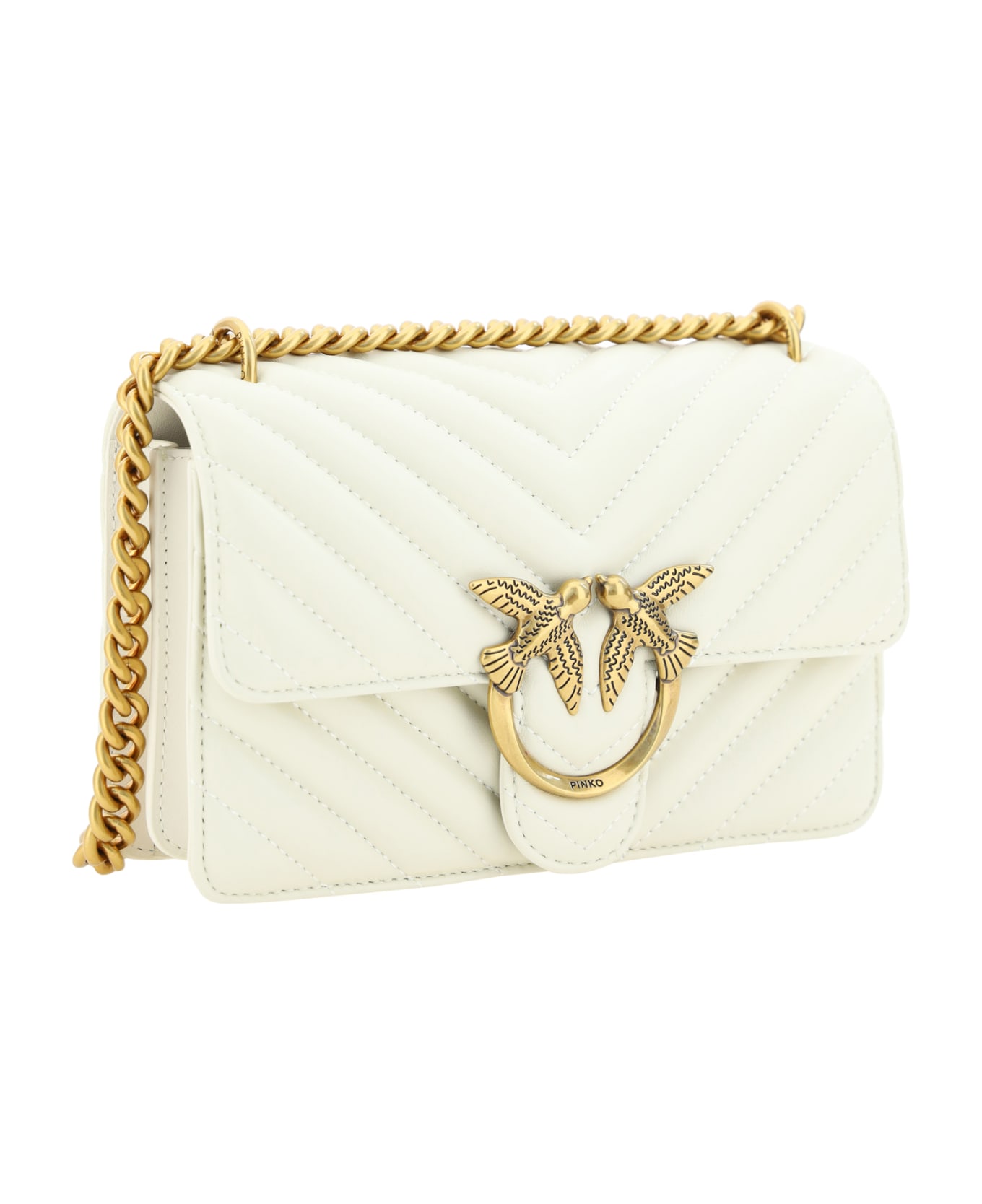 Pinko Mini Love Shoulder Bag - White