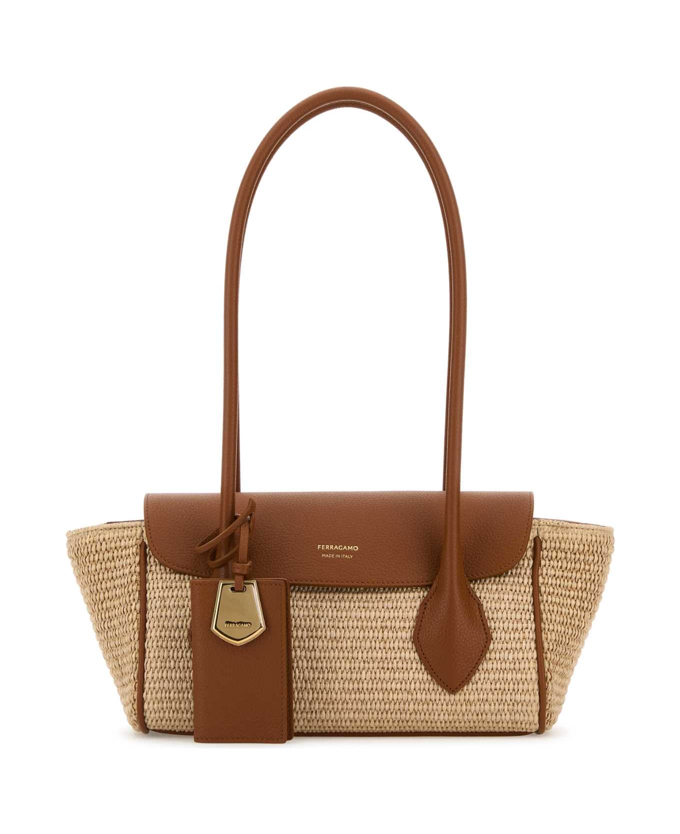 Ferragamo Raffia Shoulder Bag - NATURALE597NATURALERESORTNATURALEA00