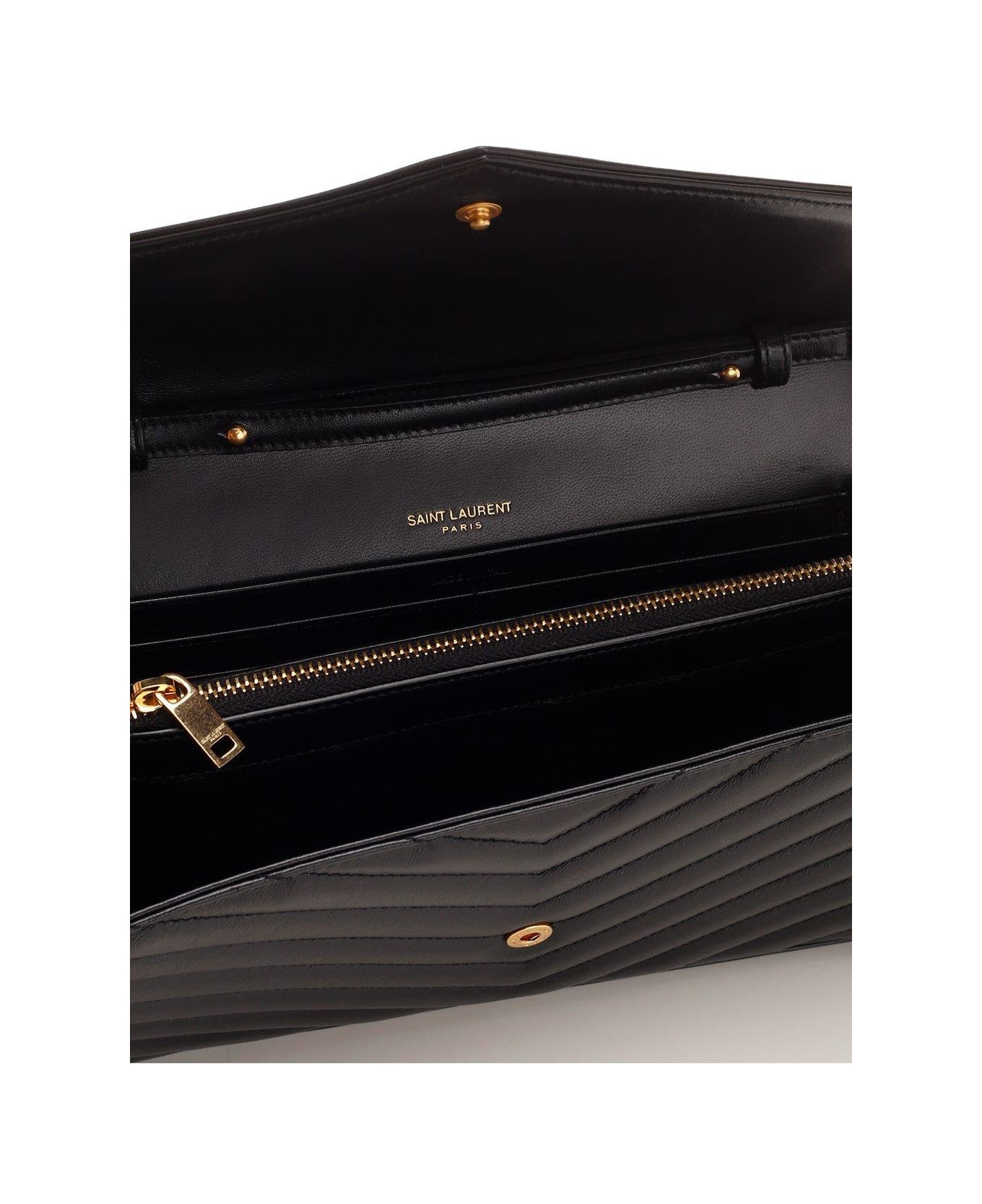 Saint Laurent Cassandre Matelass Hain Wallet - NERO