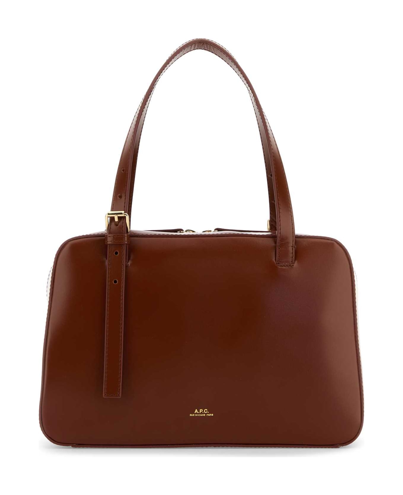 A.P.C. Brown Leather Virginie Handbag - HAZELNUT