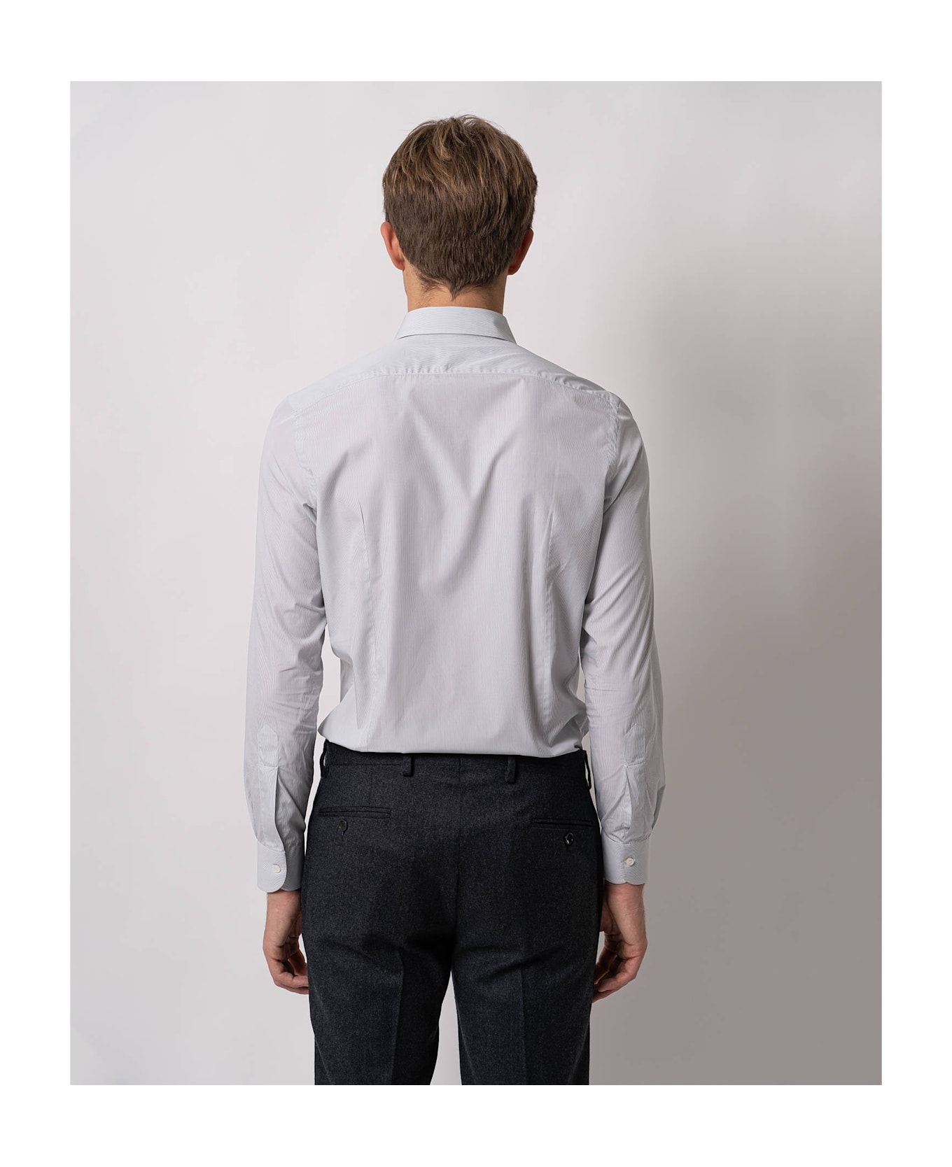Larusmiani Tailored Cotton Shirt Mayfair Shirt - LightGray