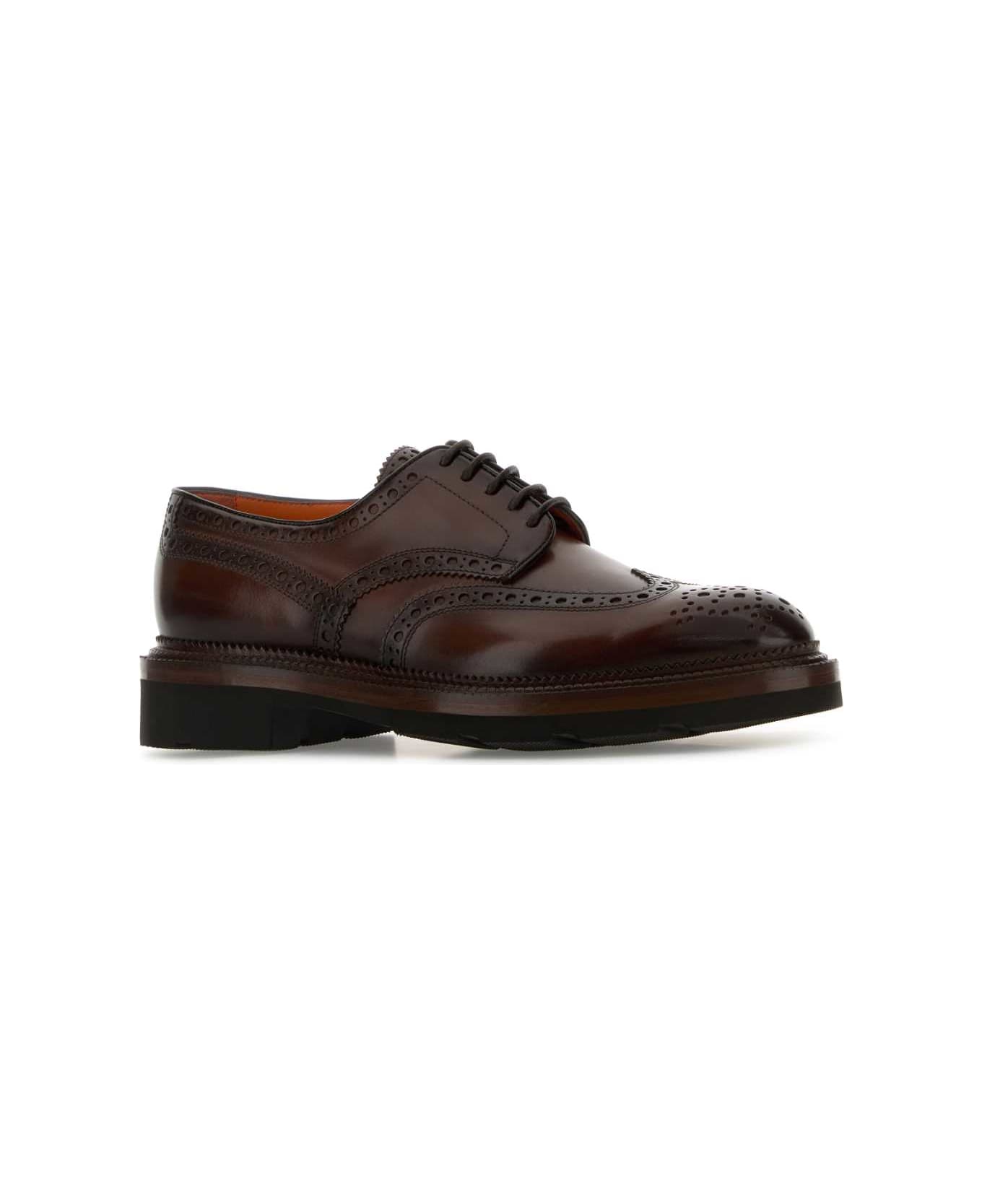 Santoni Brown Leather Emil Lace-up Shoes - CHOCCOLATE