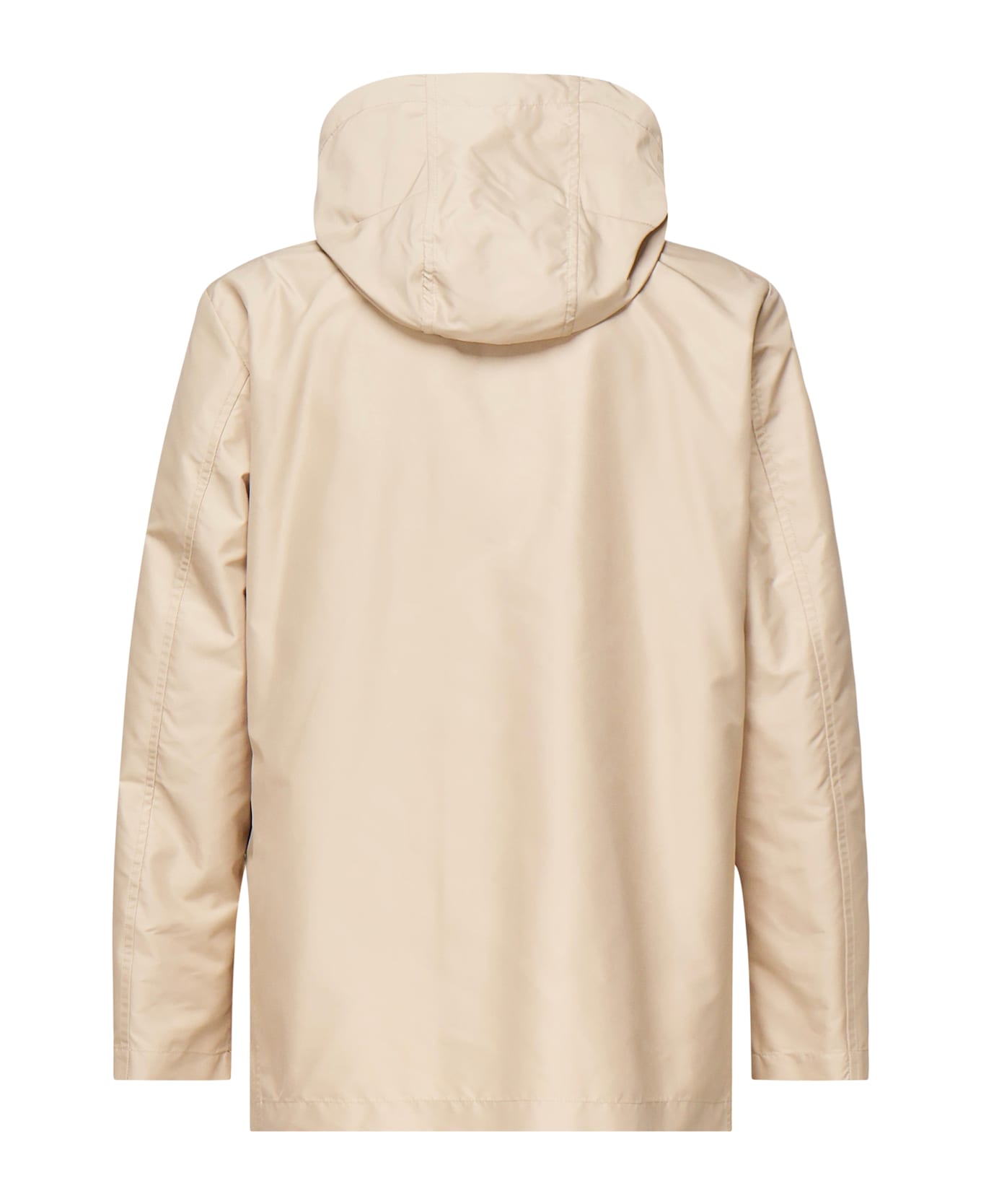 Fay Short Parka In Technical Poplin - Beige