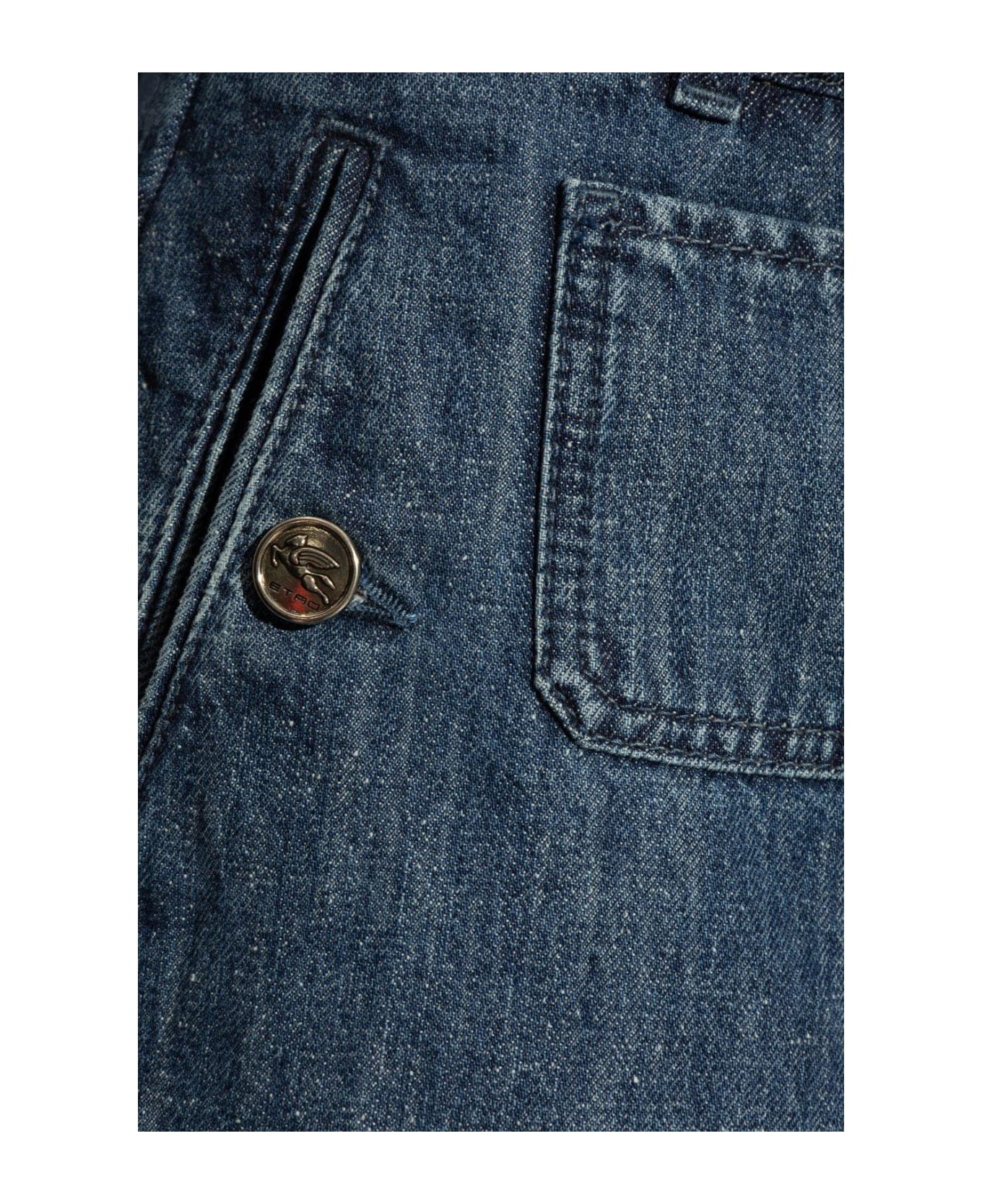 Etro Wide-leg Denim Shorts - Denim ショートパンツ