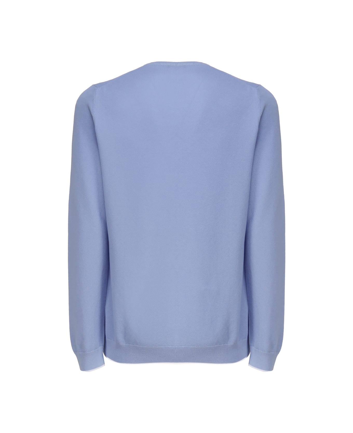 Fay Cotton Sweater With Round Neck - (azzurro)+(bianco) ニットウェア