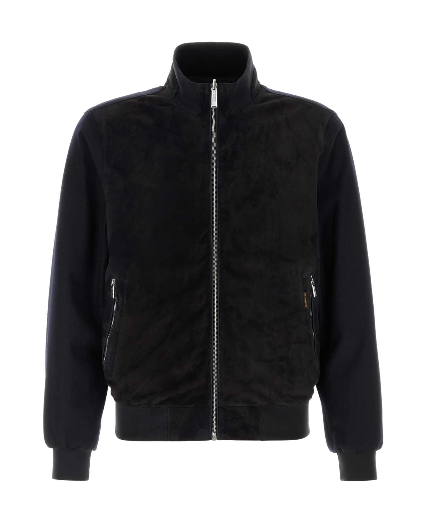 Moorer Midnight Blue Velvet Axten Bomber Jacket - BLU