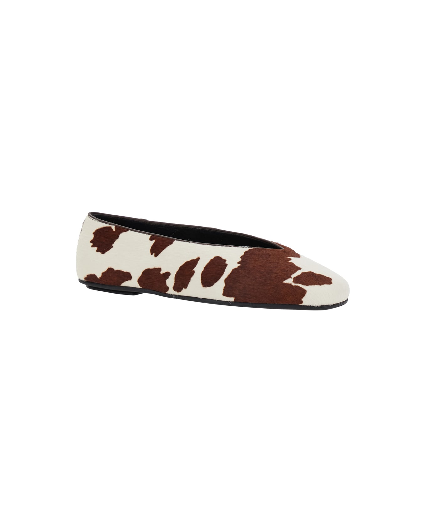Jeffrey Campbell Brown Ballet Shoes With Animalier Print In Tech Fabric Woman - Brown