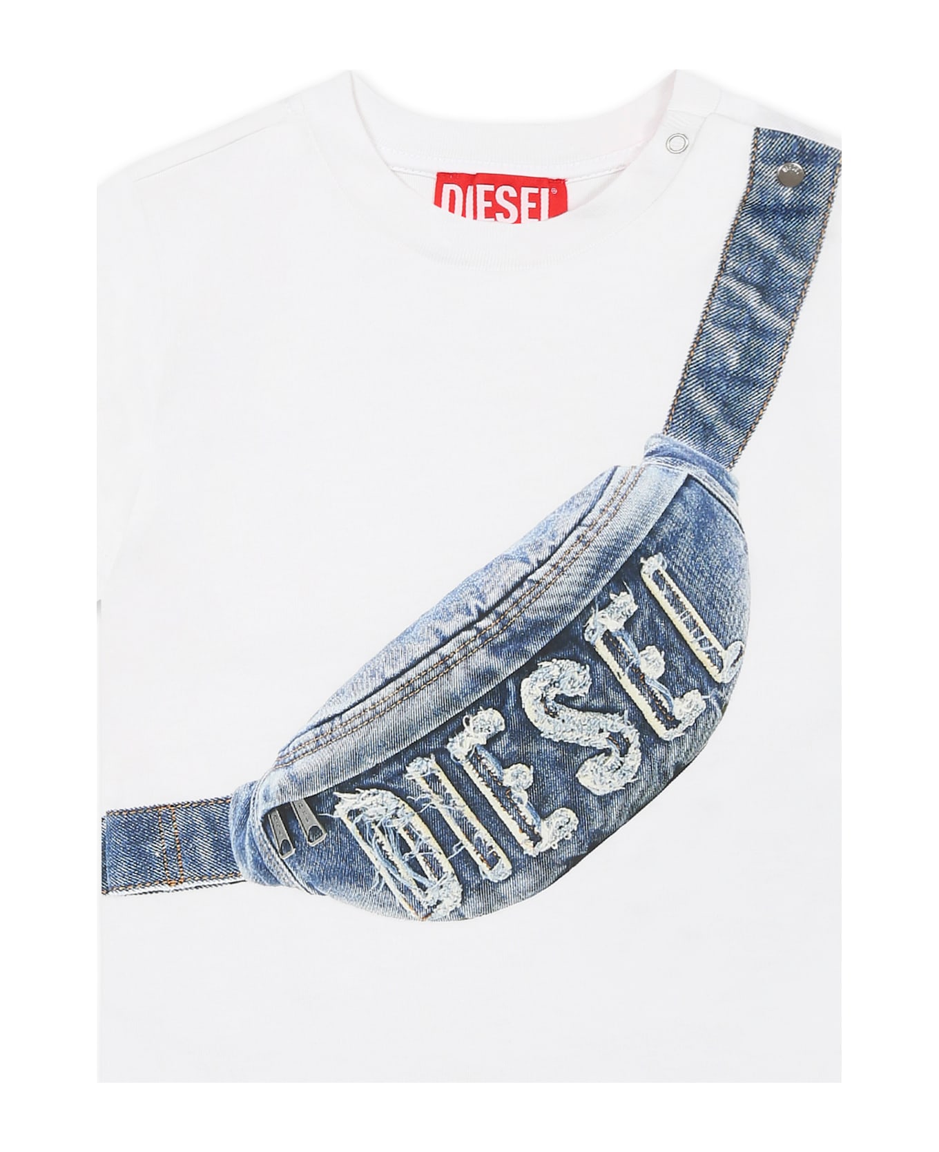 Diesel White T-shirt For Baby Boy With Pouch - White