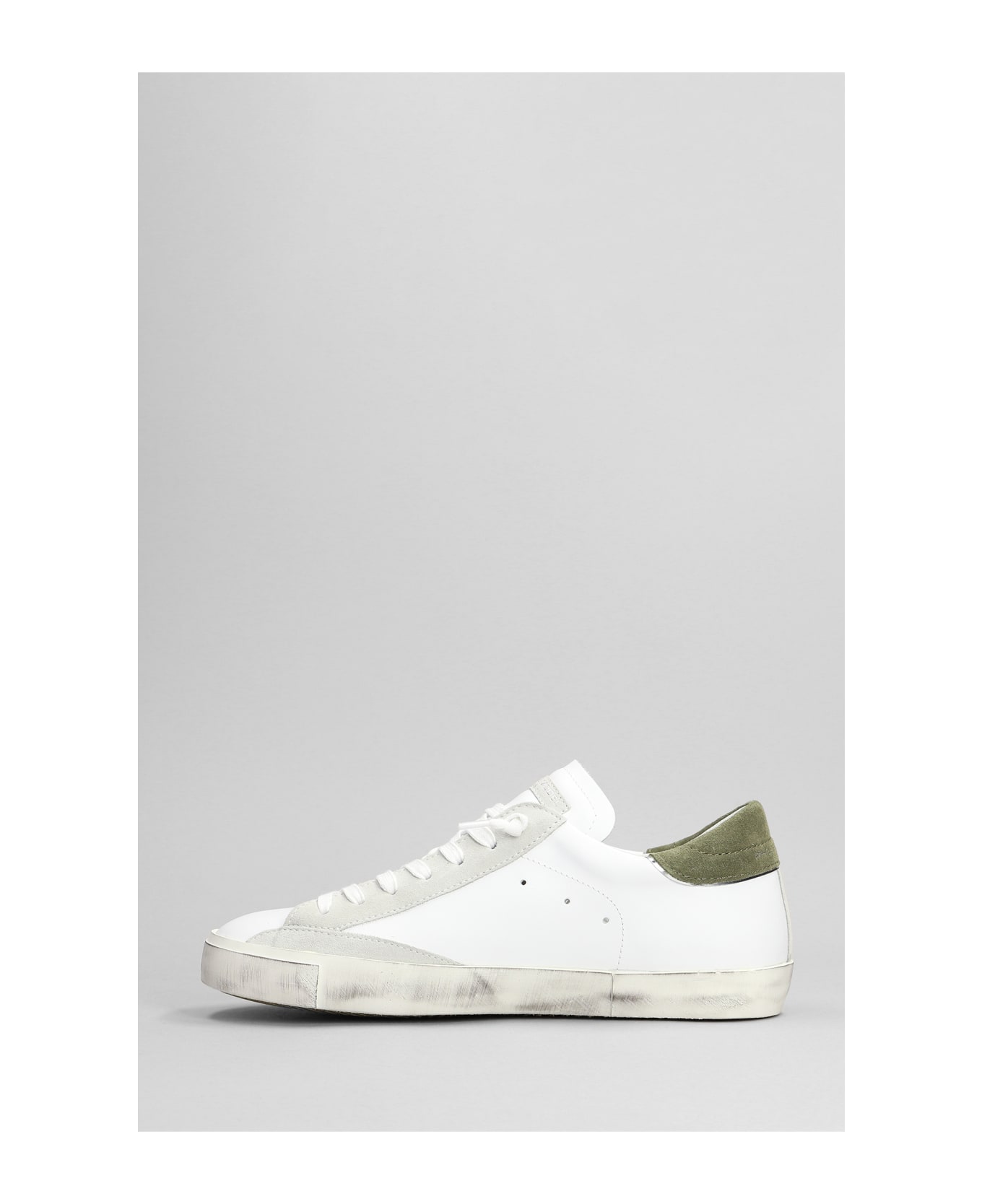 Philippe Model Prsx Sneakers In White Suede And Leather - white